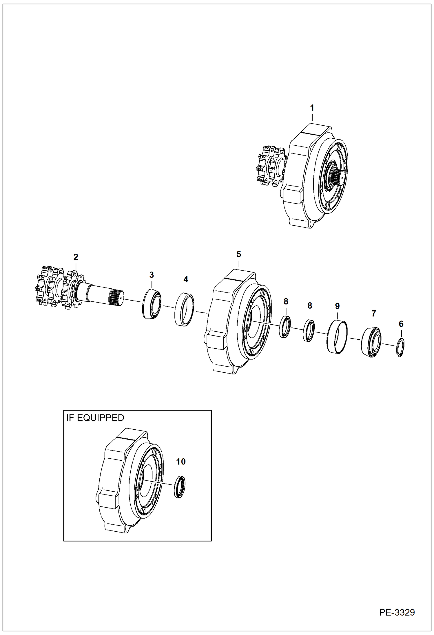 Схема запчастей Bobcat S-Series - MOTOR CARRIER (Drive Motor Mount Assy) (Manual Controls, AHC, & ACS) (S/N 530714319 & Above) (S/N 530811606 & Above) DRIVE TRAIN