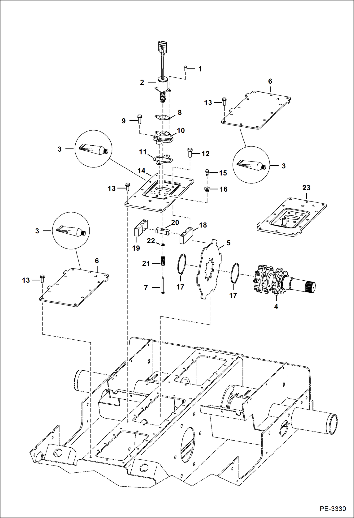 Схема запчастей Bobcat S-Series - TRANSMISSION COVERS (W/Disc Brake) (S/N 530714319 & Above) (S/N 530811606 & Above) DRIVE TRAIN