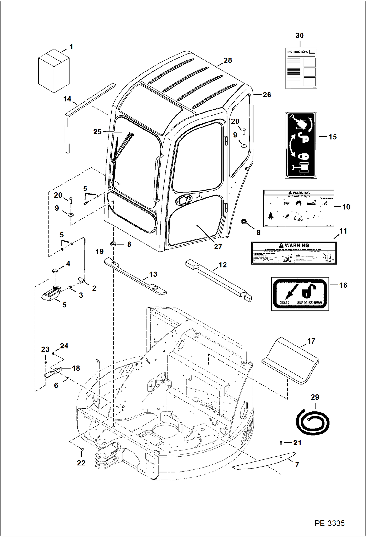 Схема запчастей Bobcat 425 - CAB KIT ACCESSORIES & OPTIONS