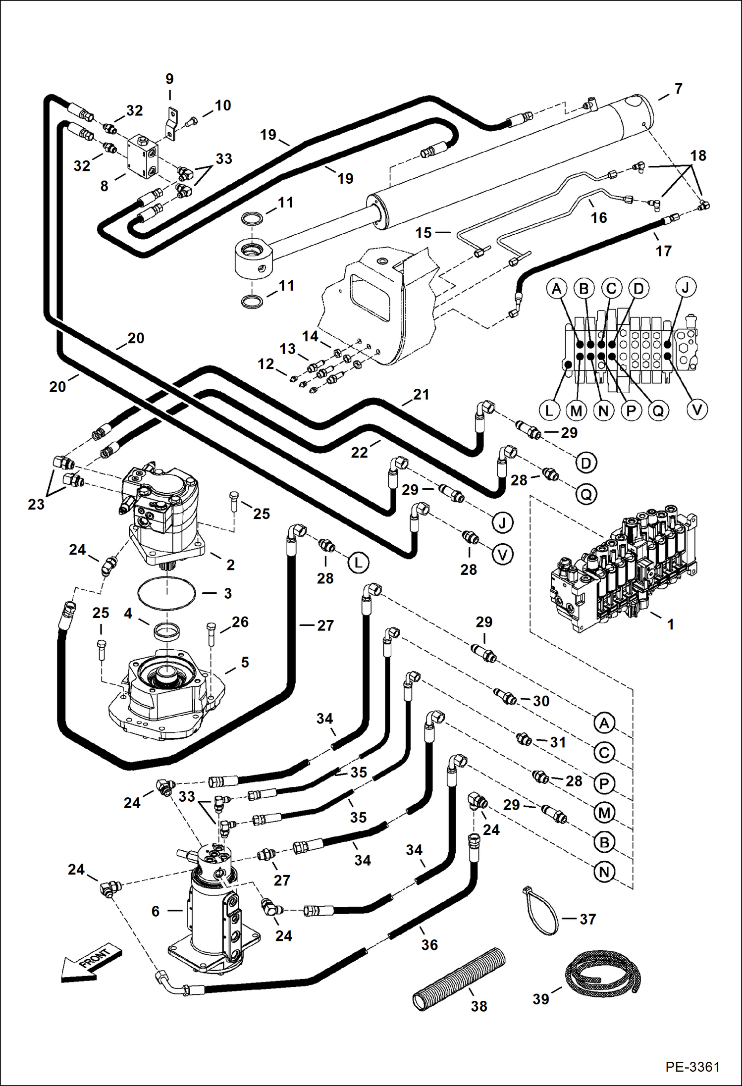 Схема запчастей Bobcat 331 - HYDRAULIC CIRCUITRY (Upper/Swing) (S/N) (331) 234316877 & Above, (331E) 234413319 & Above, (334) 234515533 & Above HYDRAULIC SYSTEM