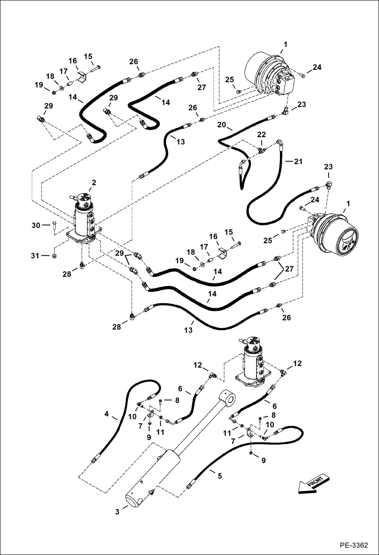 Схема запчастей Bobcat 331 - HYDRAULIC CIRCUITRY (Lower) HYDRAULIC SYSTEM