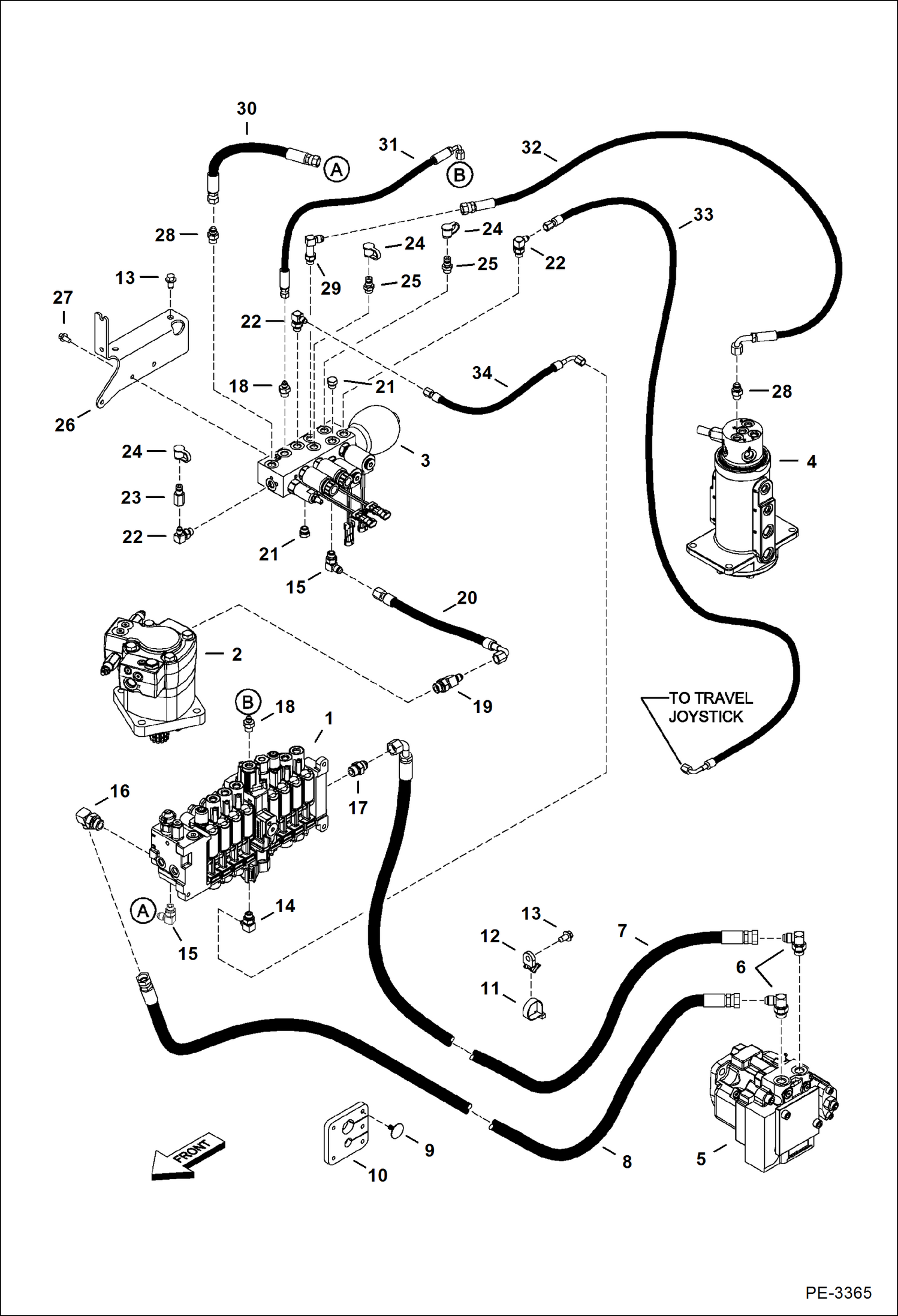 Схема запчастей Bobcat 331 - HYDRAULIC CIRCUITRY (Manifold & Pump) (331) 234316877 & Above, (331E) 234413319 & Above, (334) 234515533 & Above HYDRAULIC SYSTEM