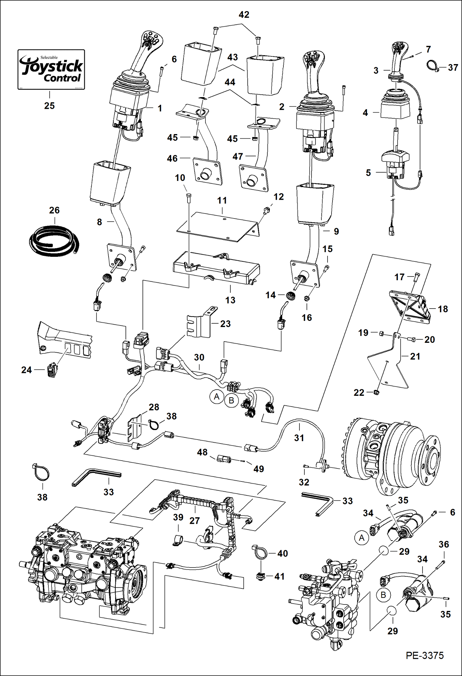 Схема запчастей Bobcat T-Series - CONTROLS ELECTRICAL (Selectable Joystick Controls) (S/N A3L720001 & Above) ELECTRICAL SYSTEM