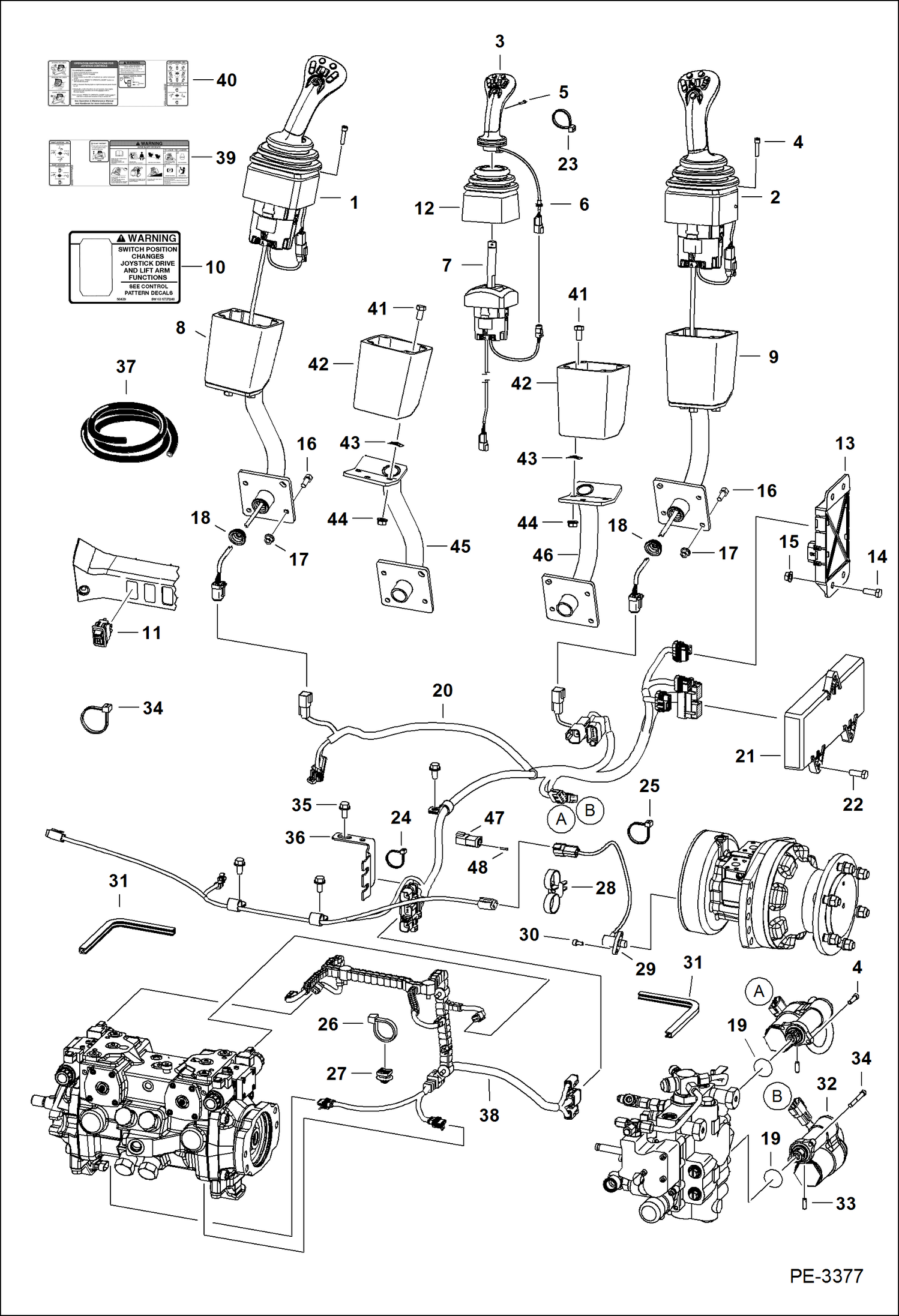 Схема запчастей Bobcat T-Series - CONTROLS ELECTRICAL (Selectable Joystick Controls) (S/N A5GT20001 & Above, A5GS20001 & Above) ELECTRICAL SYSTEM