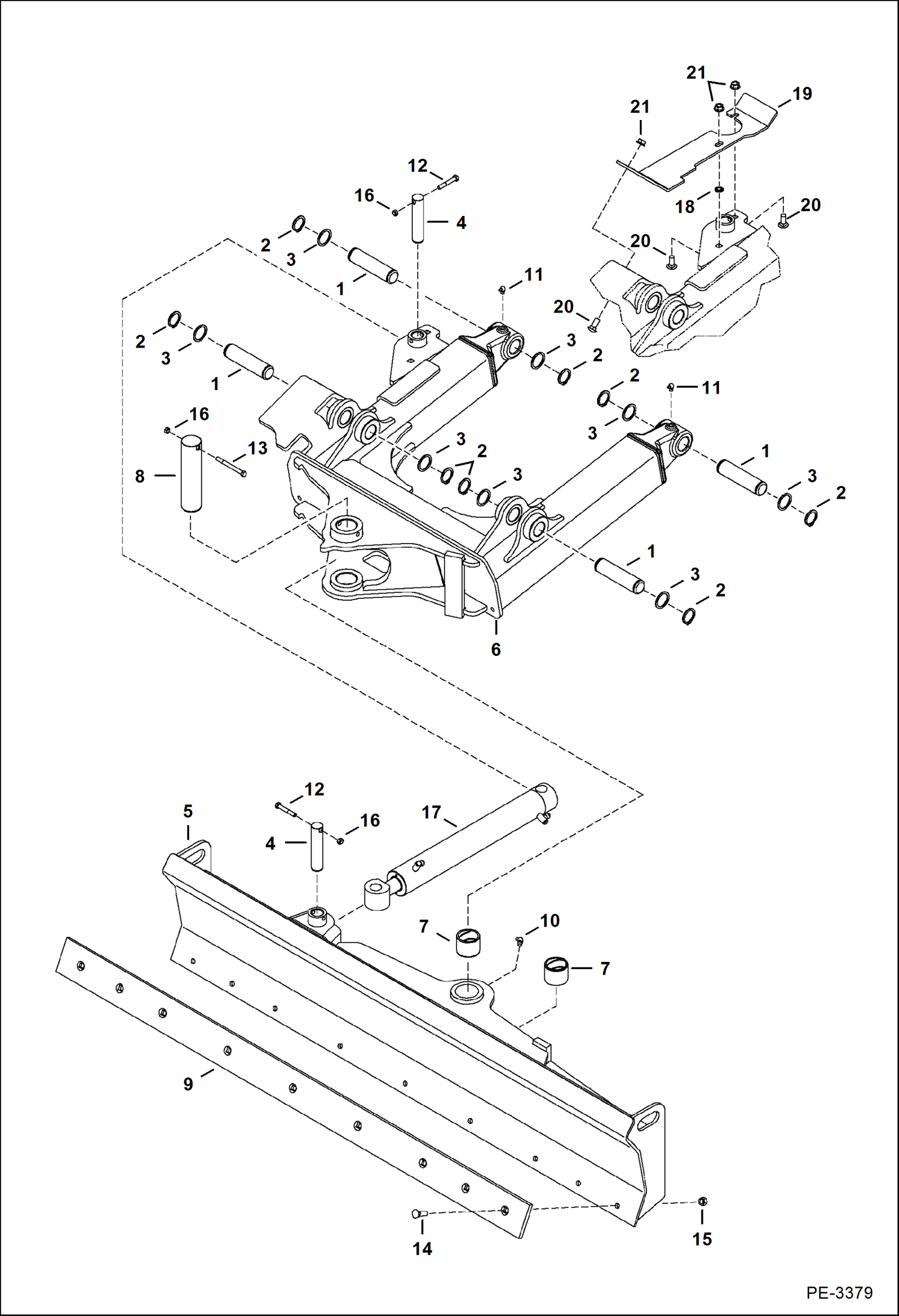 Схема запчастей Bobcat 335 - ANGLE BLADE (S/N A16U11543 & Above) WORK EQUIPMENT