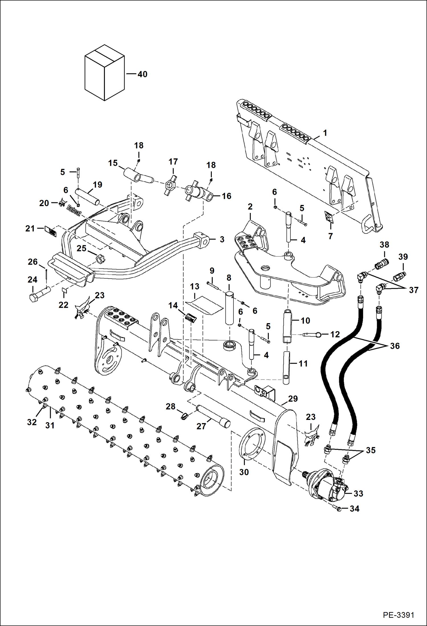 Схема запчастей Bobcat SOIL CONDITIONER - MAIN FRAME - NON-HYD (60 A5PS00101 - 00377) (72 651301556 - 02049) Loader