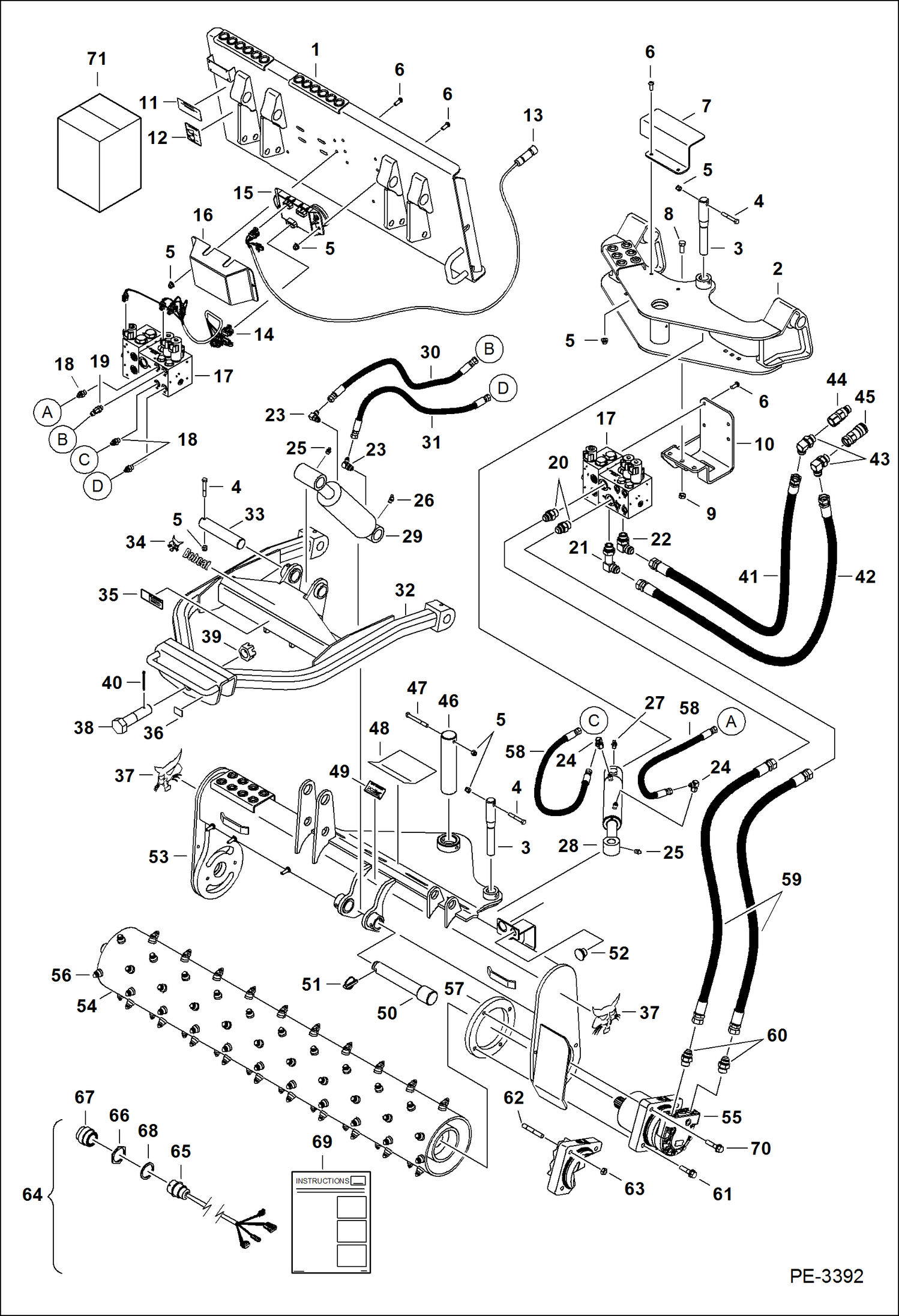 Схема запчастей Bobcat SOIL CONDITIONER - MAIN FRAME - HIGH FLOW (84 A6TH00101 - 00486) Loader