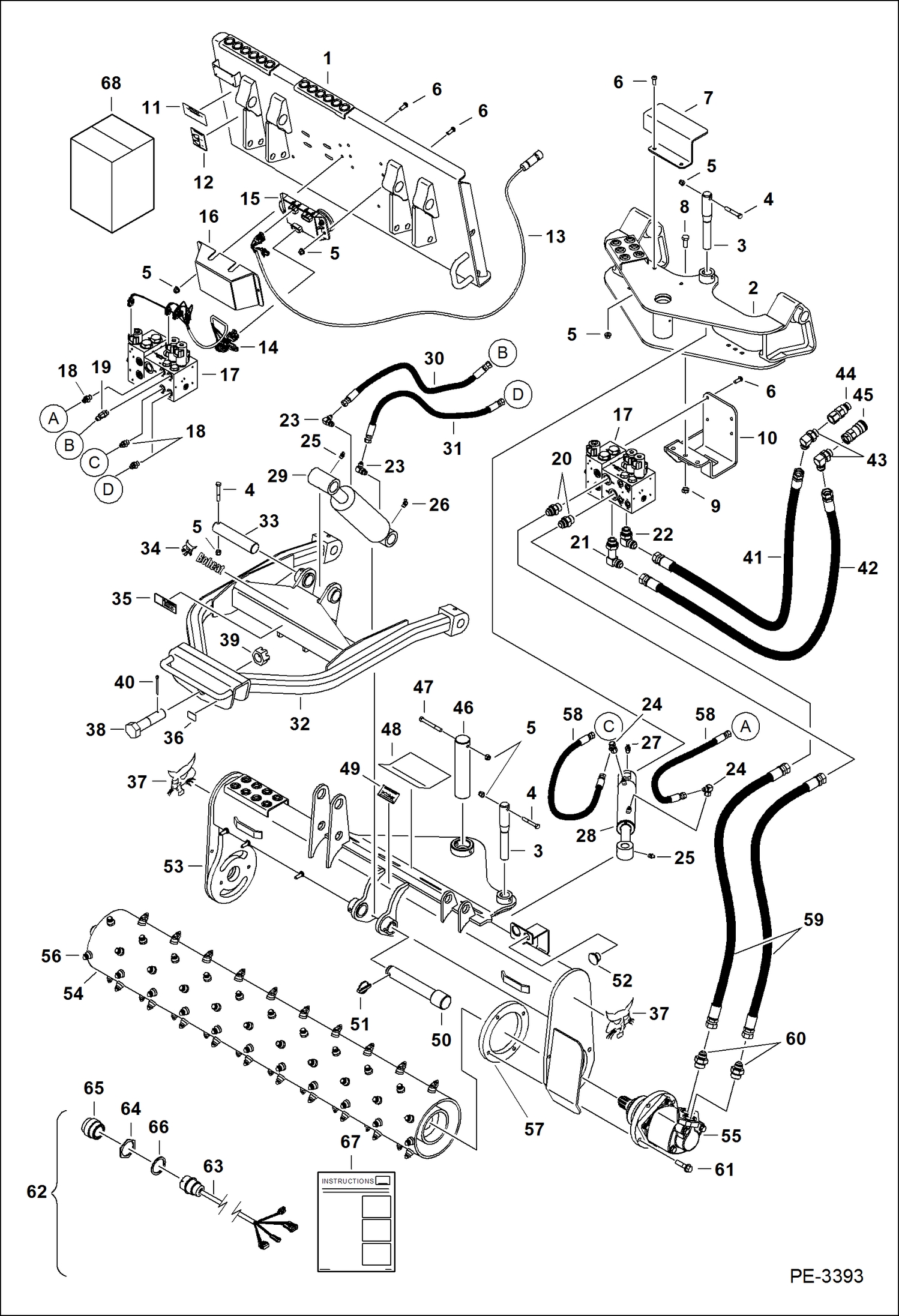 Схема запчастей Bobcat SOIL CONDITIONER - MAIN FRAME - HYD (60 A86R00101 - 00428) (72 S6TE00101 - 01004, A6TD00101 - 00554) (84 A6TG00101 - 00734) Loader