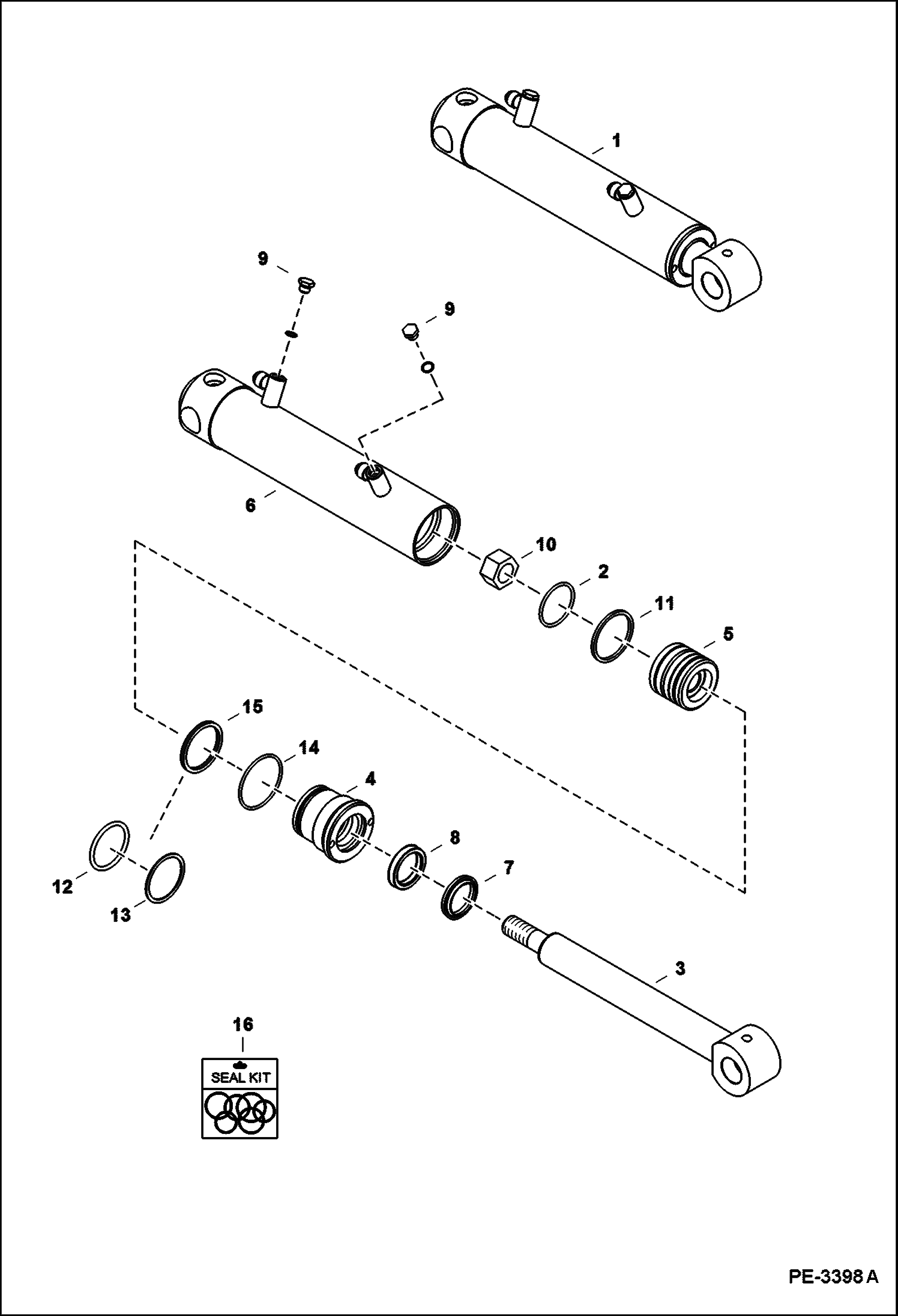 Схема запчастей Bobcat GRAPPLES - CYLINDER 32 Utility & 32 GP Grapples, 55 C/I Utility & 55 GP Grapples Loader