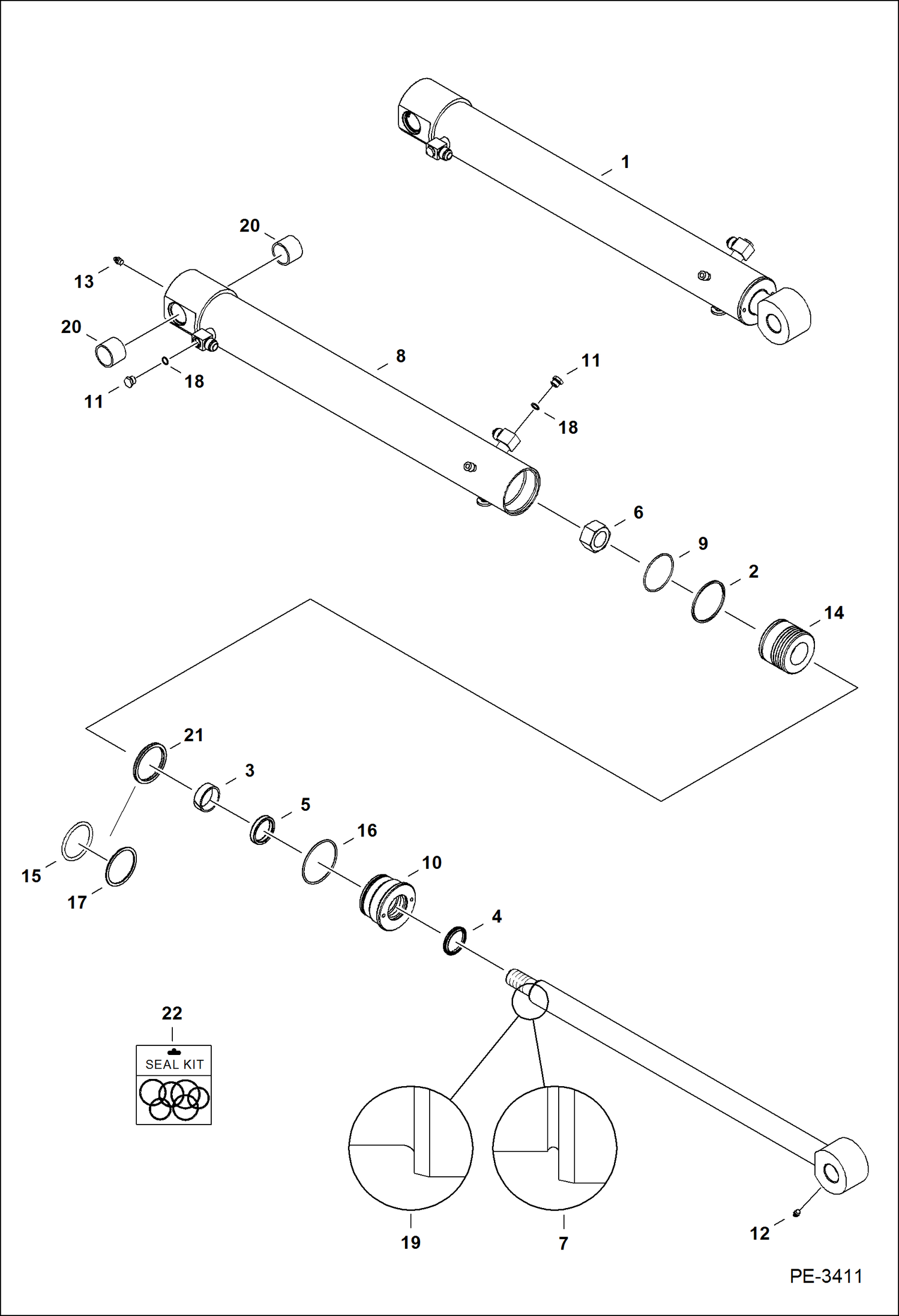 Схема запчастей Bobcat 331 - BOOM CYLINDER (S/N 232513729, 232711597, 2326 12761 & Above) HYDRAULIC SYSTEM