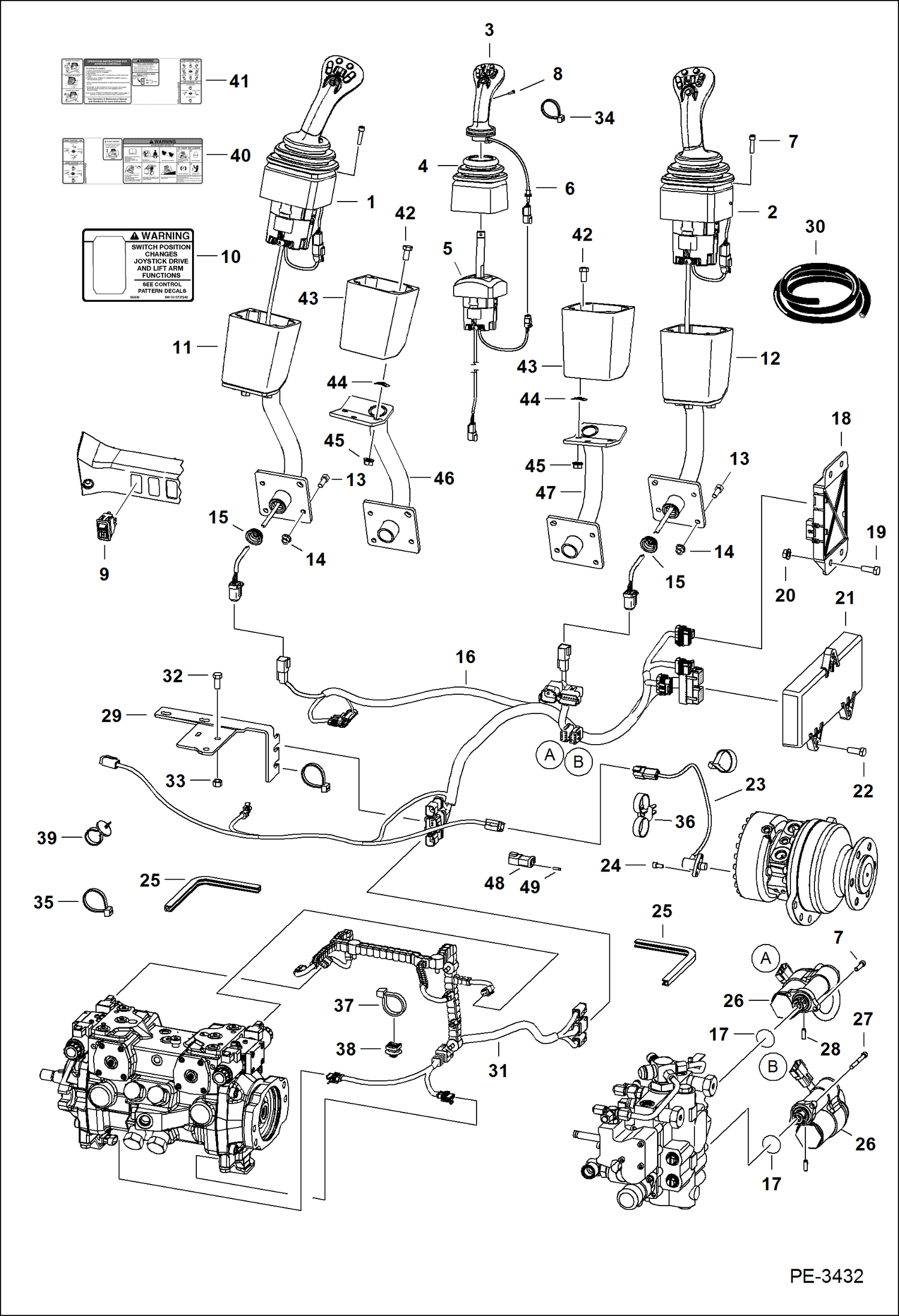 Схема запчастей Bobcat T-Series - CONTROLS ELECTRICAL (Selectable Joystick Controls) (S/N 531460001 & Above, 531560001 & Above) ELECTRICAL SYSTEM