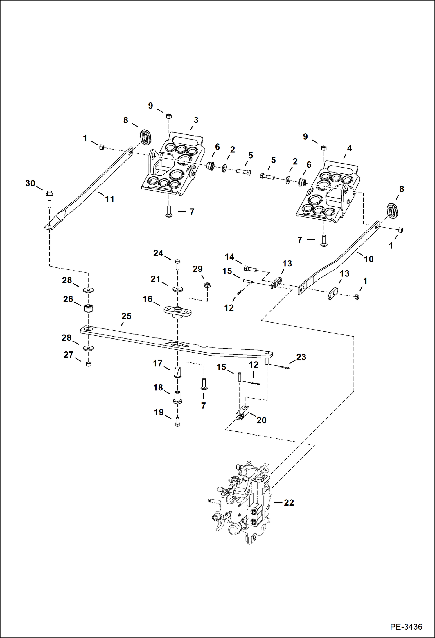 Схема запчастей Bobcat T-Series - CONTROL PEDALS HYDRAULIC SYSTEM