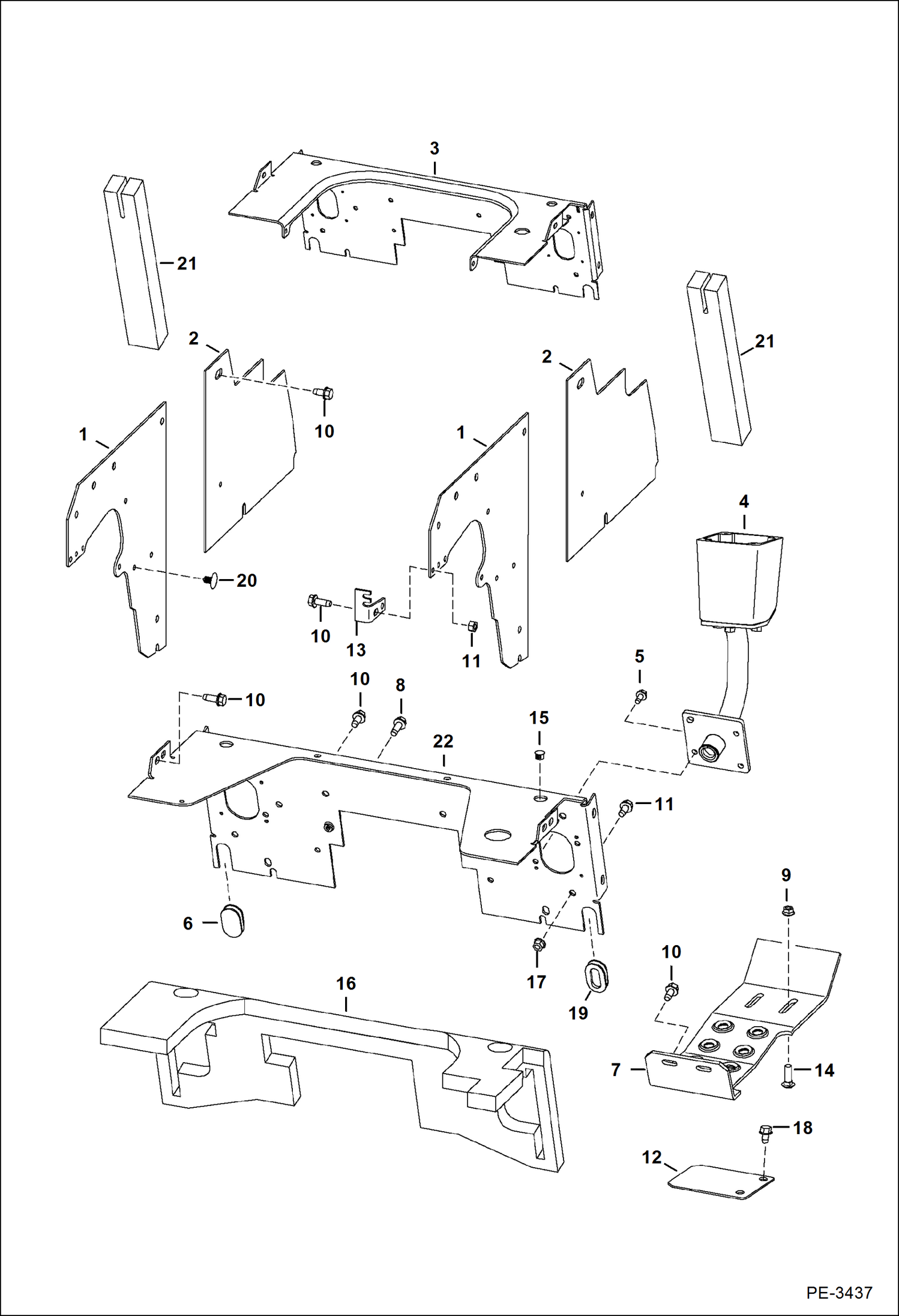 Схема запчастей Bobcat S-Series - PANELS (Selectable Joystick Controls) MAIN FRAME