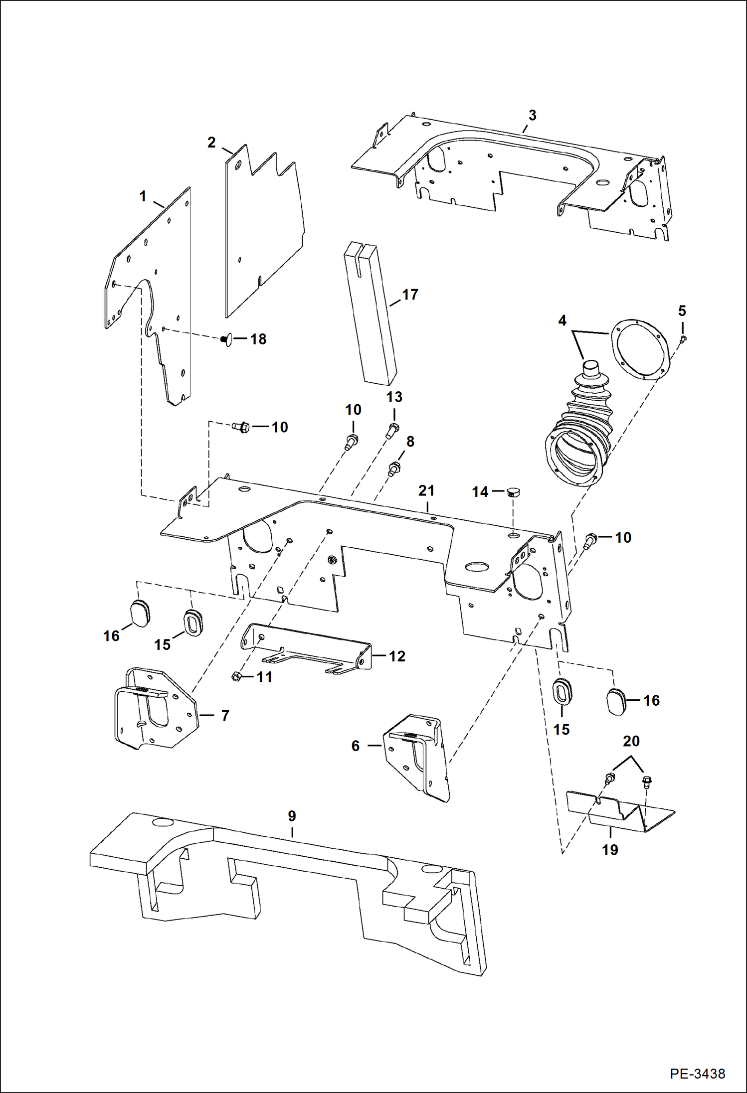 Схема запчастей Bobcat S-Series - PANELS (Manual Controls, AHC & ACS) MAIN FRAME