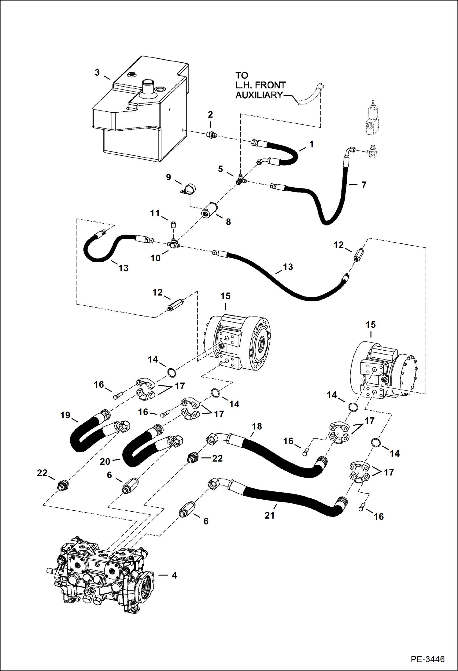 Схема запчастей Bobcat S-Series - HYDROSTATIC CIRCUITRY (W/Motors) (SJC) HYDROSTATIC SYSTEM