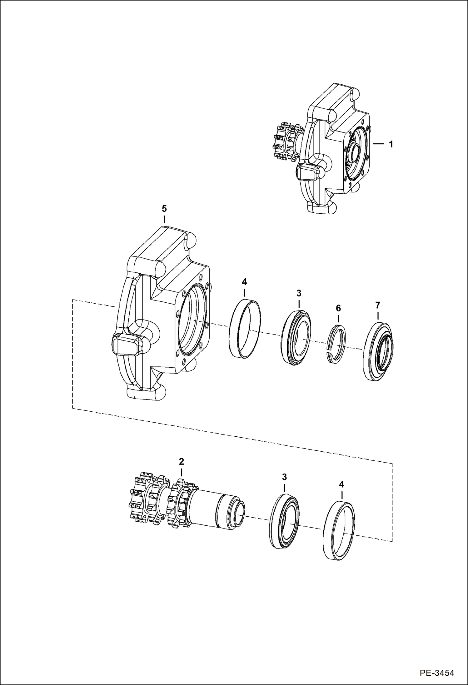 Схема запчастей Bobcat S-Series - MOTOR CARRIER (Drive Motor Mount Assy.) (Single Speed Motor) (W/O Speed Sensor) DRIVE TRAIN