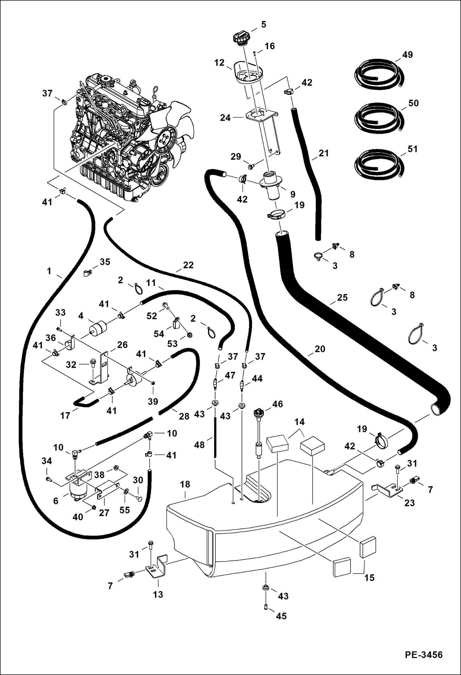 Схема запчастей Bobcat 425 - FUEL SYSTEM (S/N (425) A1HW11686 & Above, (428) A52011287 & Above) POWER UNIT