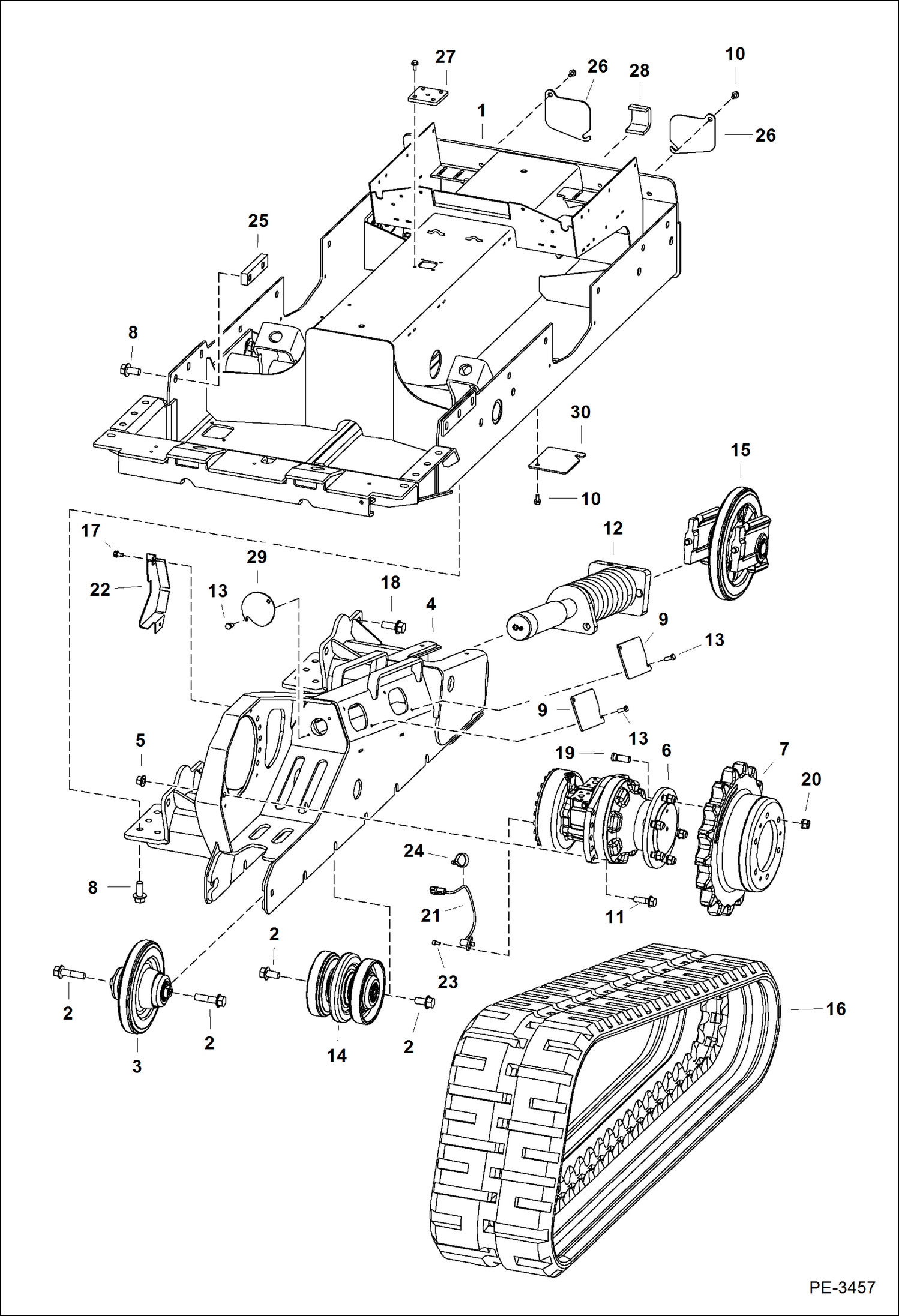 Схема запчастей Bobcat T-Series - DRIVE TRAIN (Solid Mounted Undercarriage W/CRUMS) (S/N A5GS20262 & Above, A5GT20080 & Above) DRIVE TRAIN