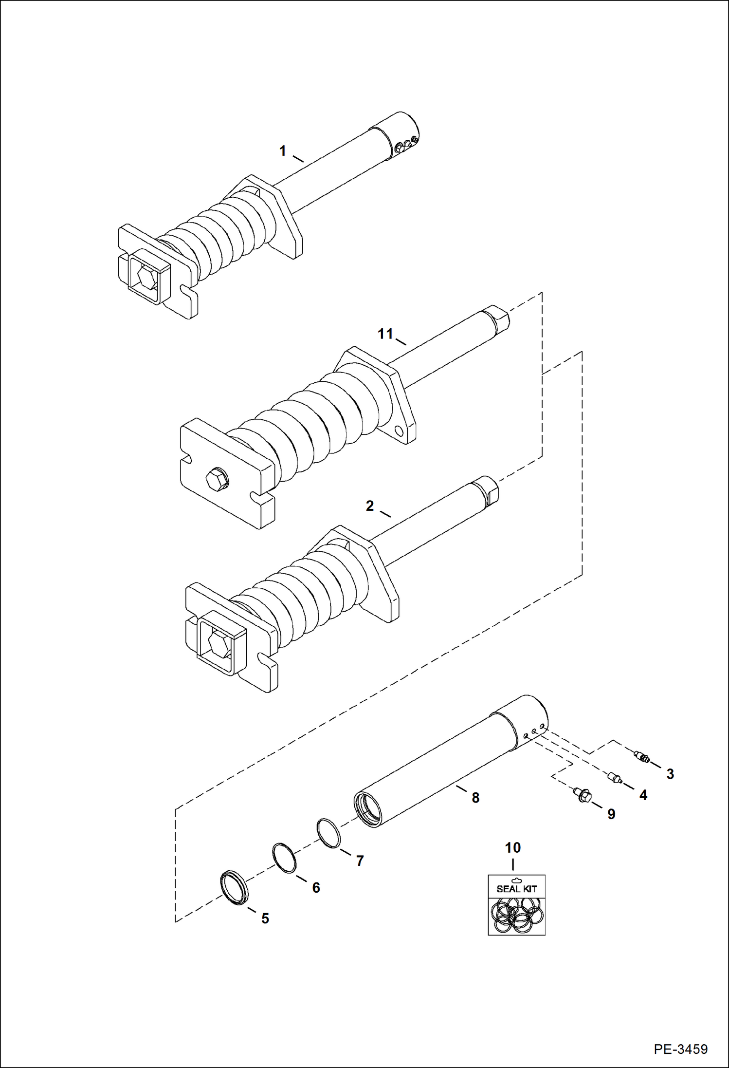 Схема запчастей Bobcat 325 - TRACK TENSIONER (With 1.5 (38 mm) O.D. Non-replaceable Shaft) UNDERCARRIAGE