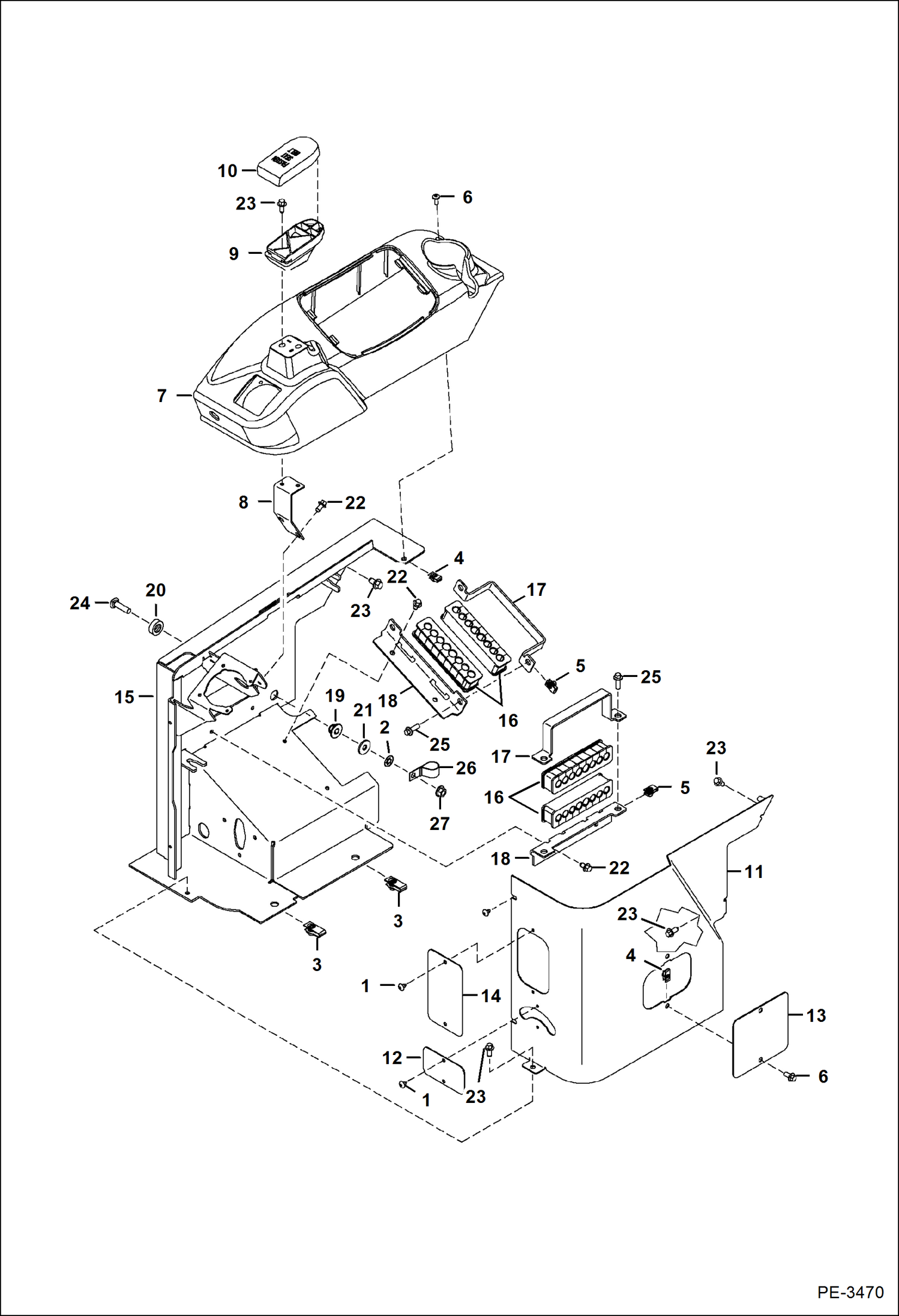 Схема запчастей Bobcat 435 - R.H. CONSOLE (S/N 5631 14000-14006, 15000 & Above) CONTROLS