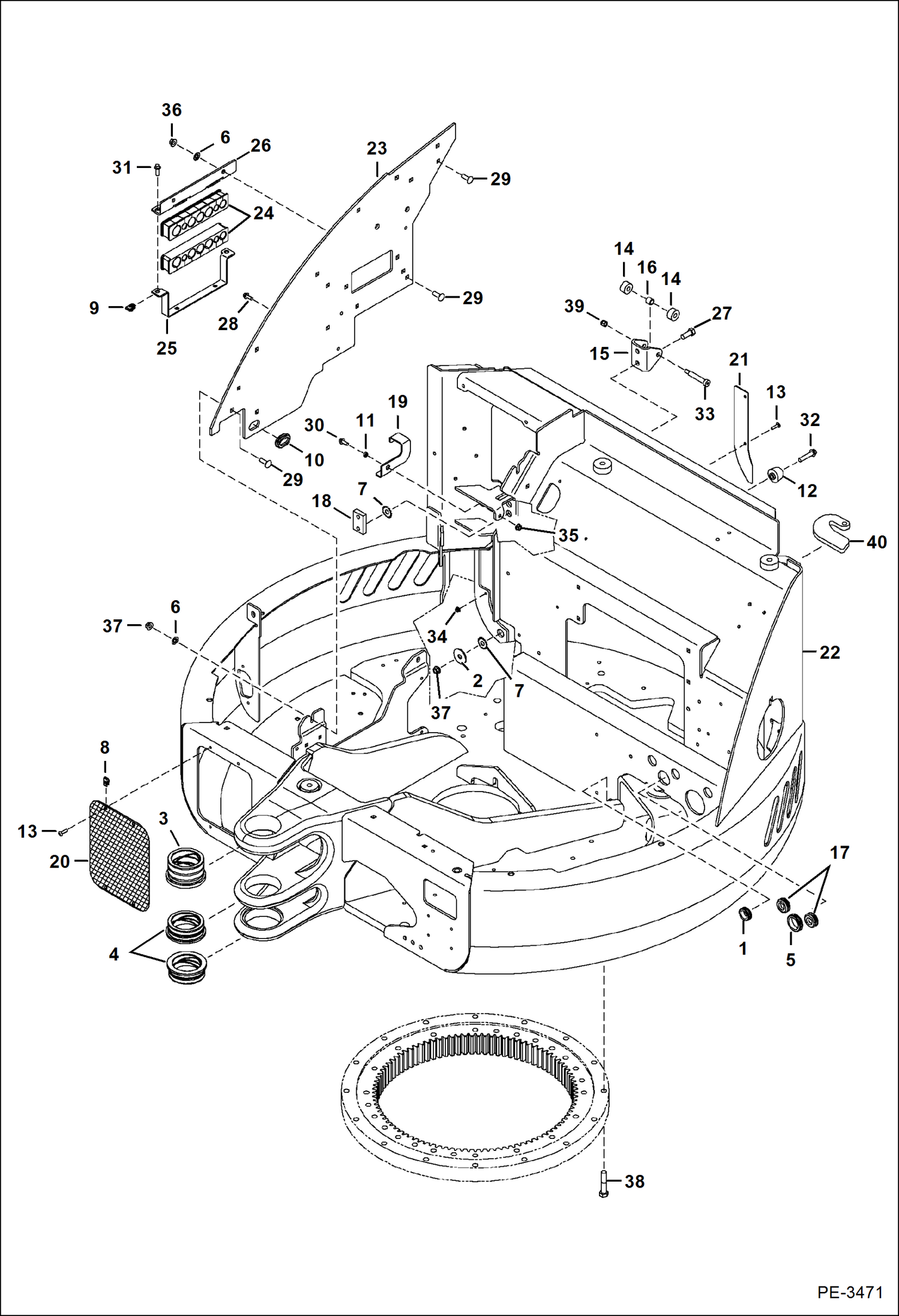 Схема запчастей Bobcat 435 - UPPERSTRUCTURE (S/N 5632 14000-14007, 15000 & Above) MAIN FRAME