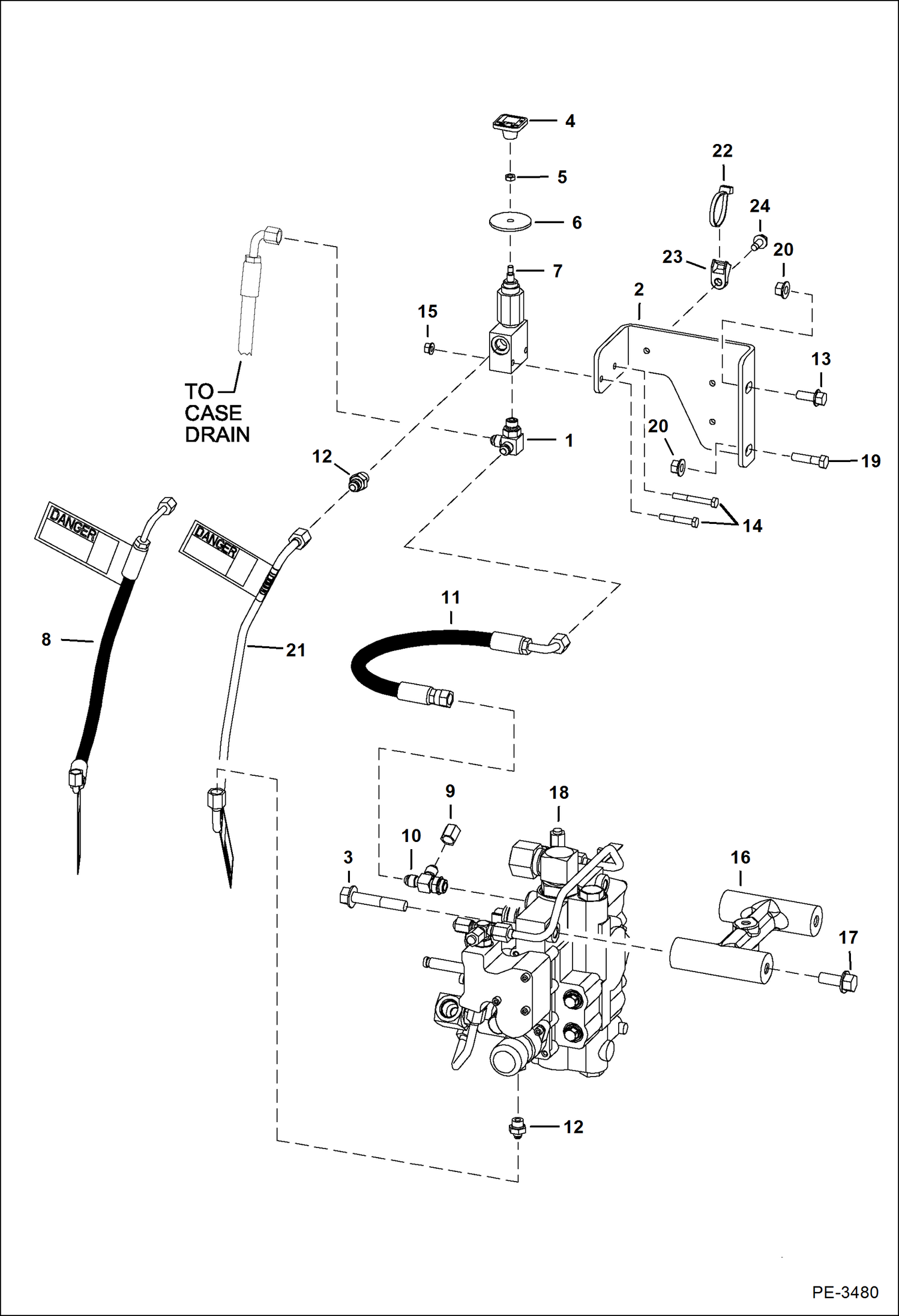 Схема запчастей Bobcat S-Series - LIFT & TILT CONTROL CIRCUITRY HYDRAULIC SYSTEM