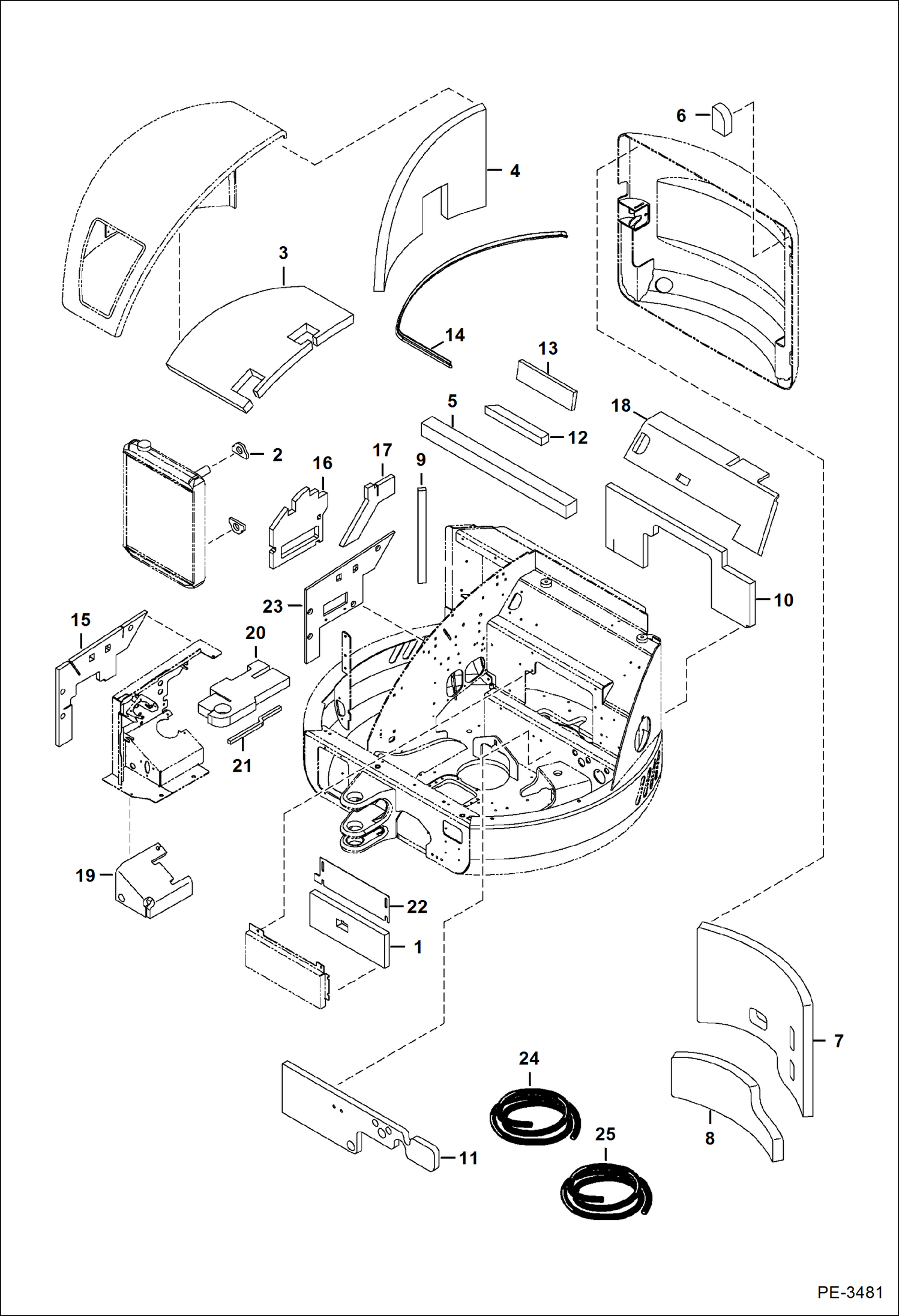 Схема запчастей Bobcat 435 - INSULATION (S/N 5631 14000-14006, 15000 & Above) MAIN FRAME