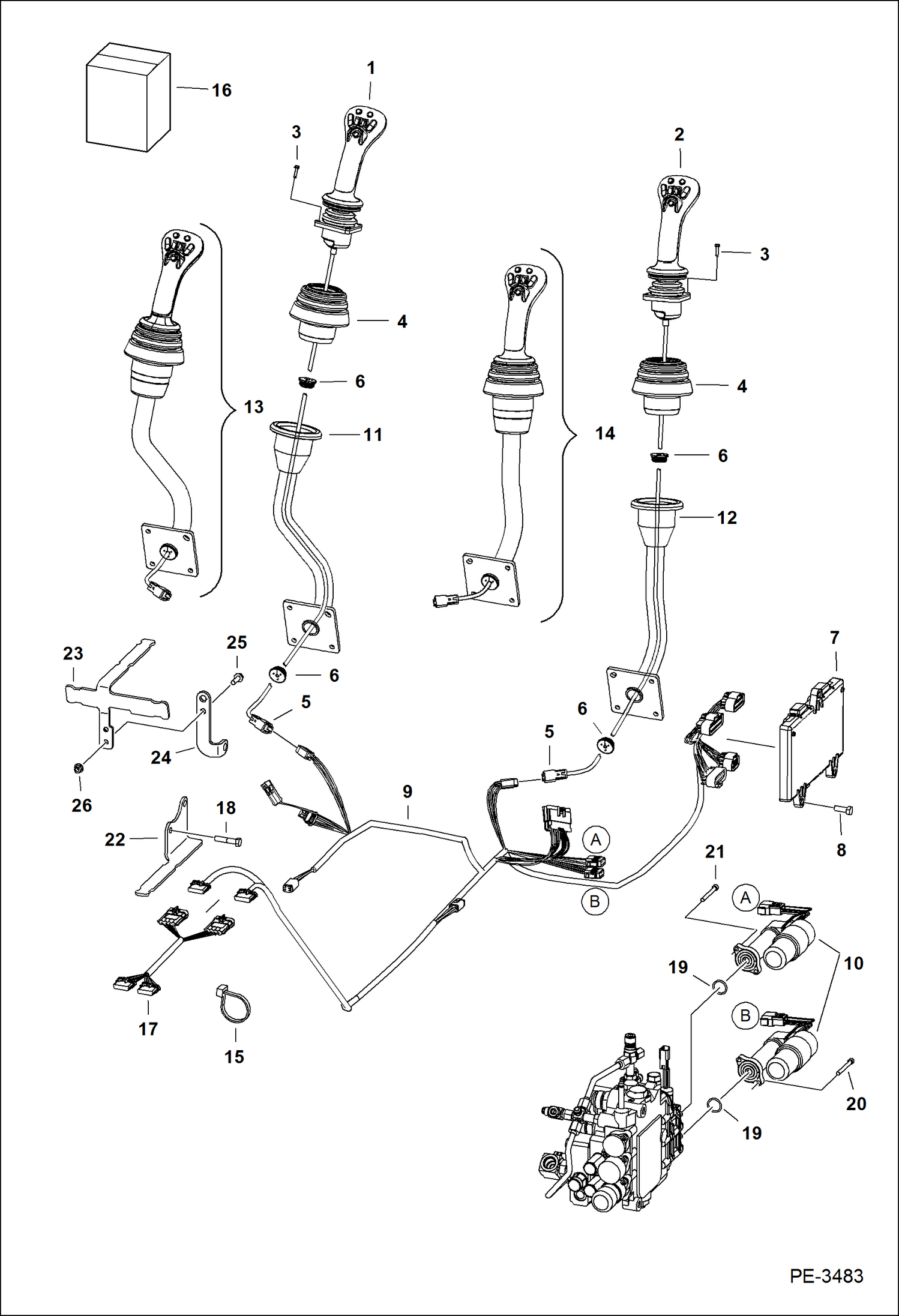 Схема запчастей Bobcat S-Series - CONTROLS ELECTRICAL (Selectable Joystick Controls) (S/N 526214000, 526312003 & Above) ELECTRICAL SYSTEM