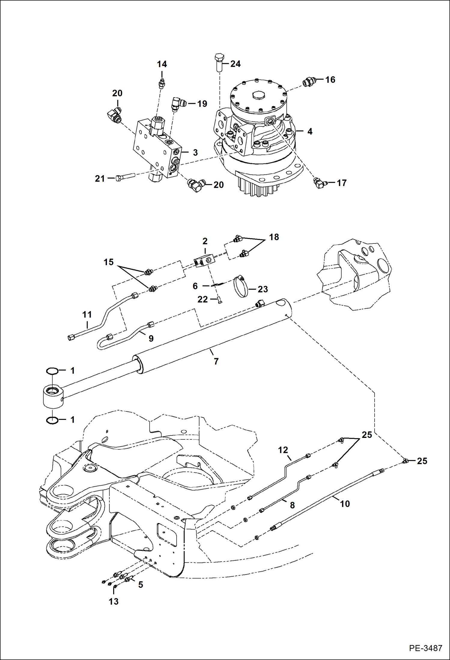 Схема запчастей Bobcat 435 - HYDRAULIC CIRCUITRY (Upper) (S/N 5631 14000-14006, 15000 & Above) HYDRAULIC SYSTEM