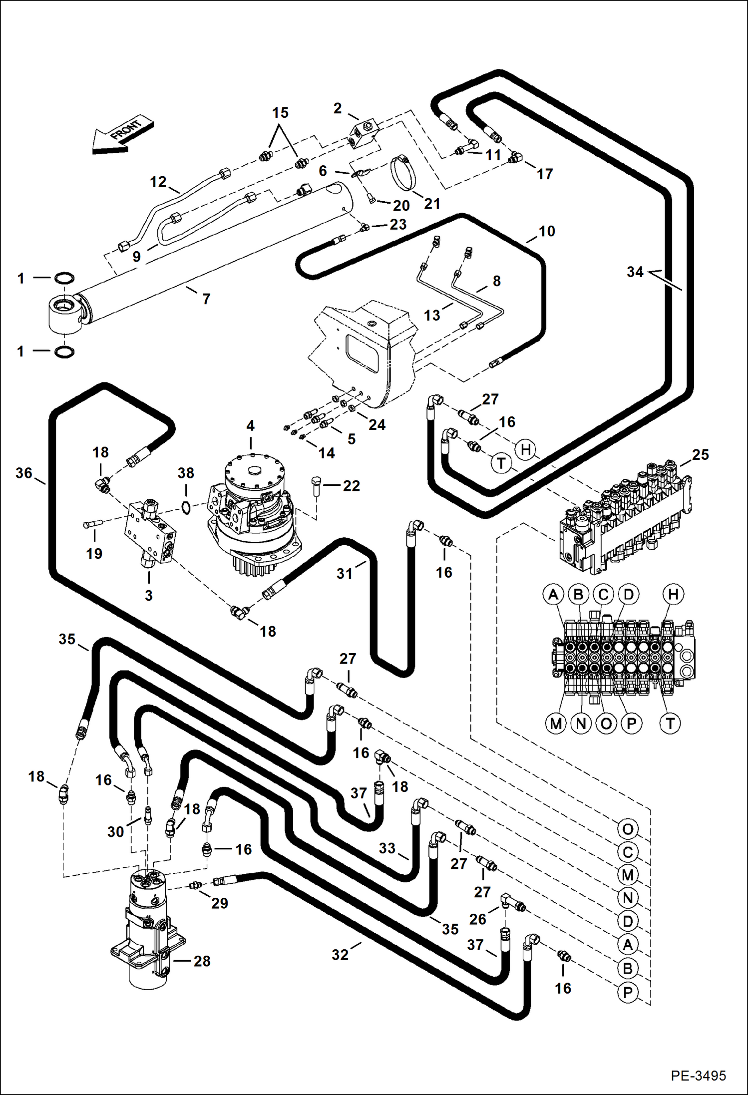 Схема запчастей Bobcat 435 - HYDRAULIC CIRCUITRY (Upper/Swing) HYDRAULIC SYSTEM