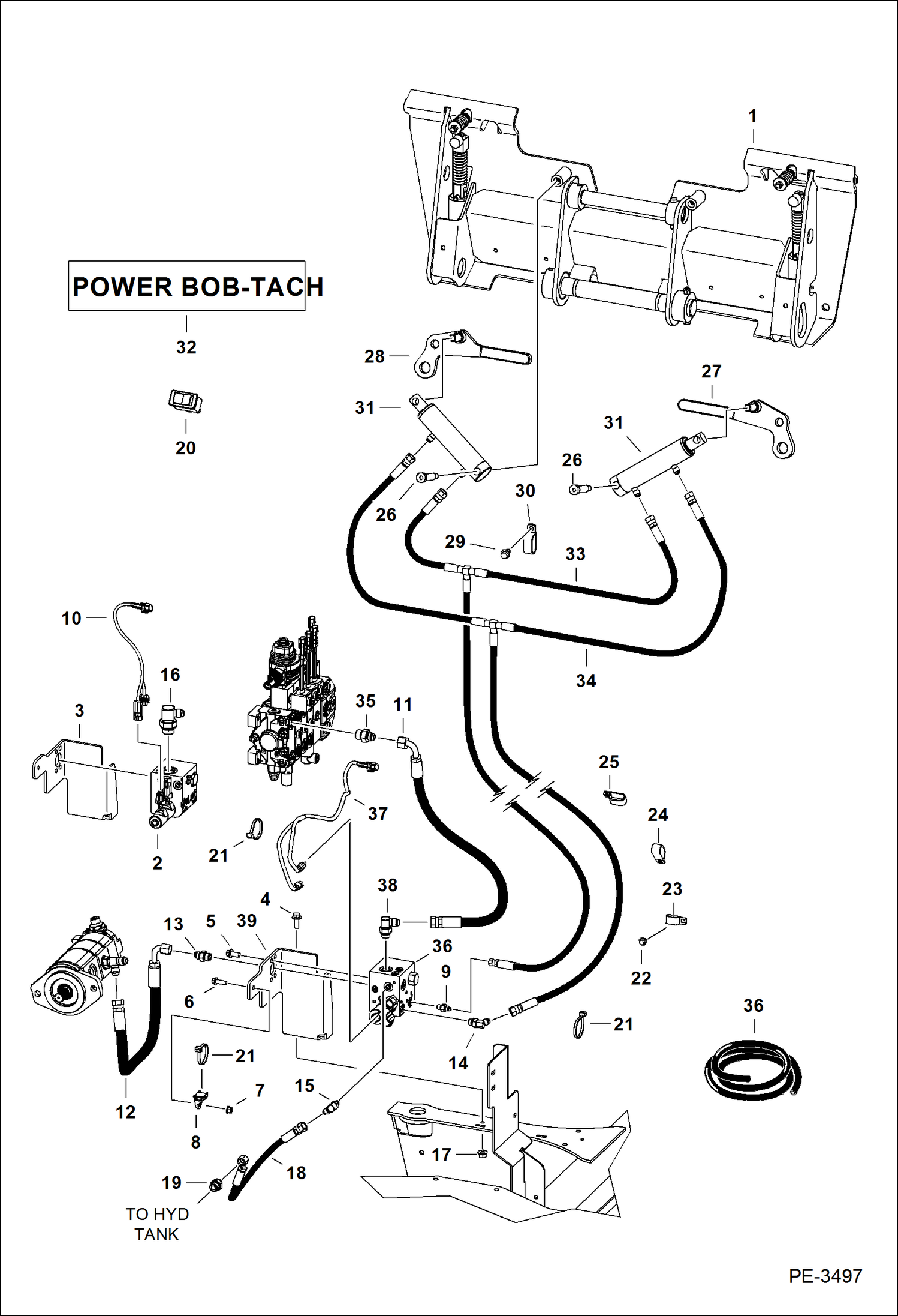 Схема запчастей Bobcat 5600 - POWER BOB-TACH (Hydraulic) (A0W111616 - 16219) ACCESSORIES & OPTIONS