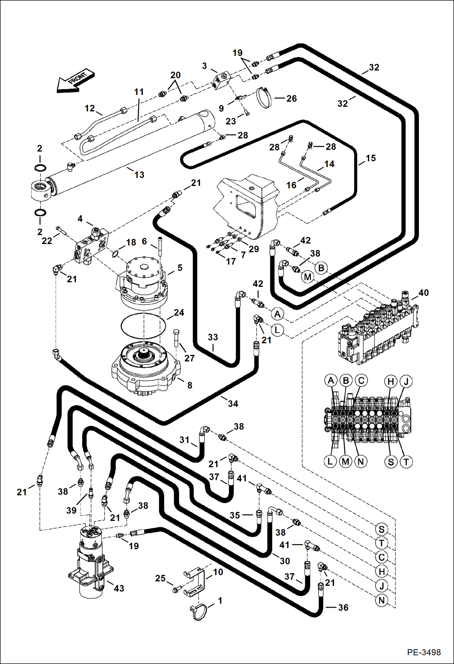 Схема запчастей Bobcat 337 - HYDRAULIC CIRCUITRY (Upper/Swing) HYDRAULIC SYSTEM