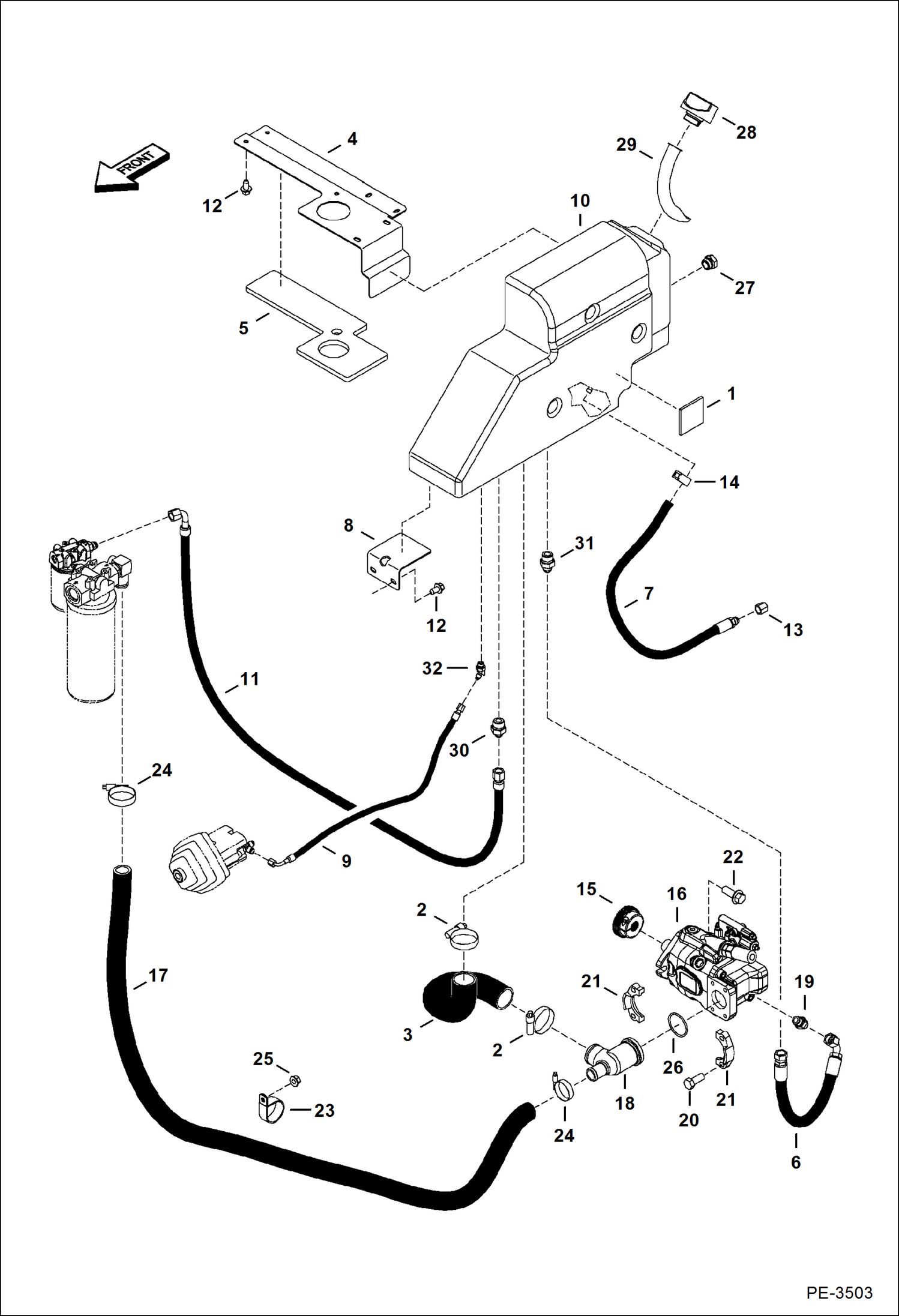 Схема запчастей Bobcat 337 - HYDRAULIC CIRCUITRY (Tank & Pump) HYDRAULIC SYSTEM