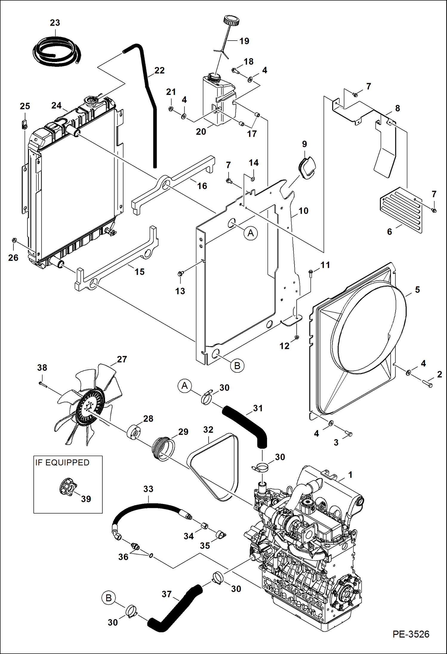 Схема запчастей Bobcat 337 - ENGINE & ATTACHING PARTS (Radiator Water Exchanger) POWER UNIT