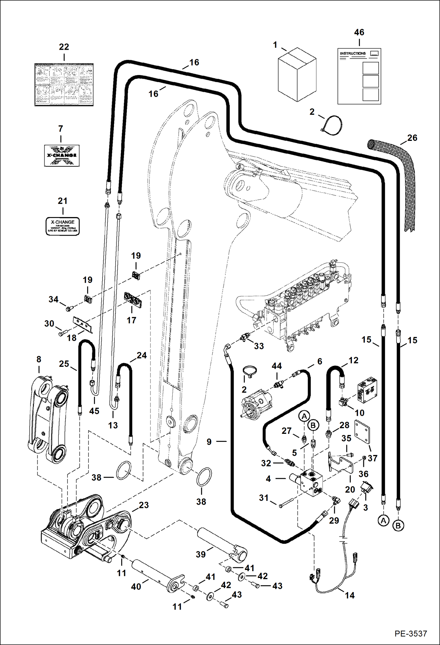 Схема запчастей Bobcat 435 - X-CHANGE (Hydraulic) (Kit)(S/N 5631 14000-14006, 15000 & Above) ACCESSORIES & OPTIONS