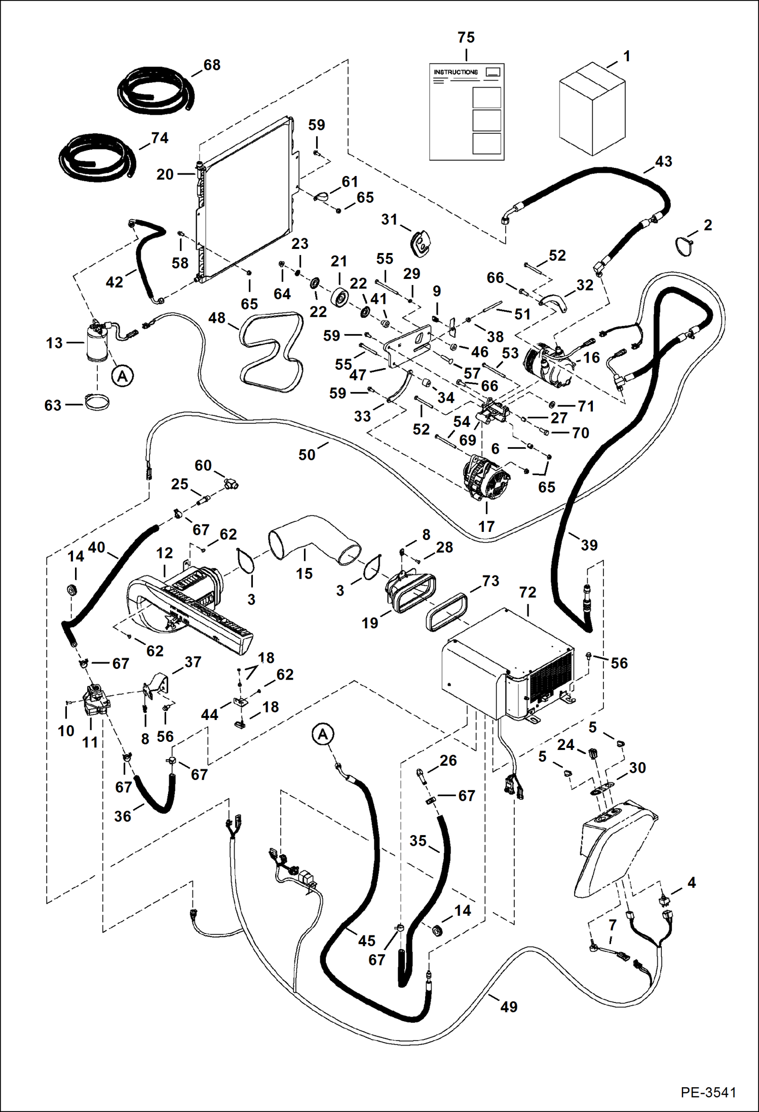 Схема запчастей Bobcat 331 - HVAC (HVAC Kit) ACCESSORIES & OPTIONS