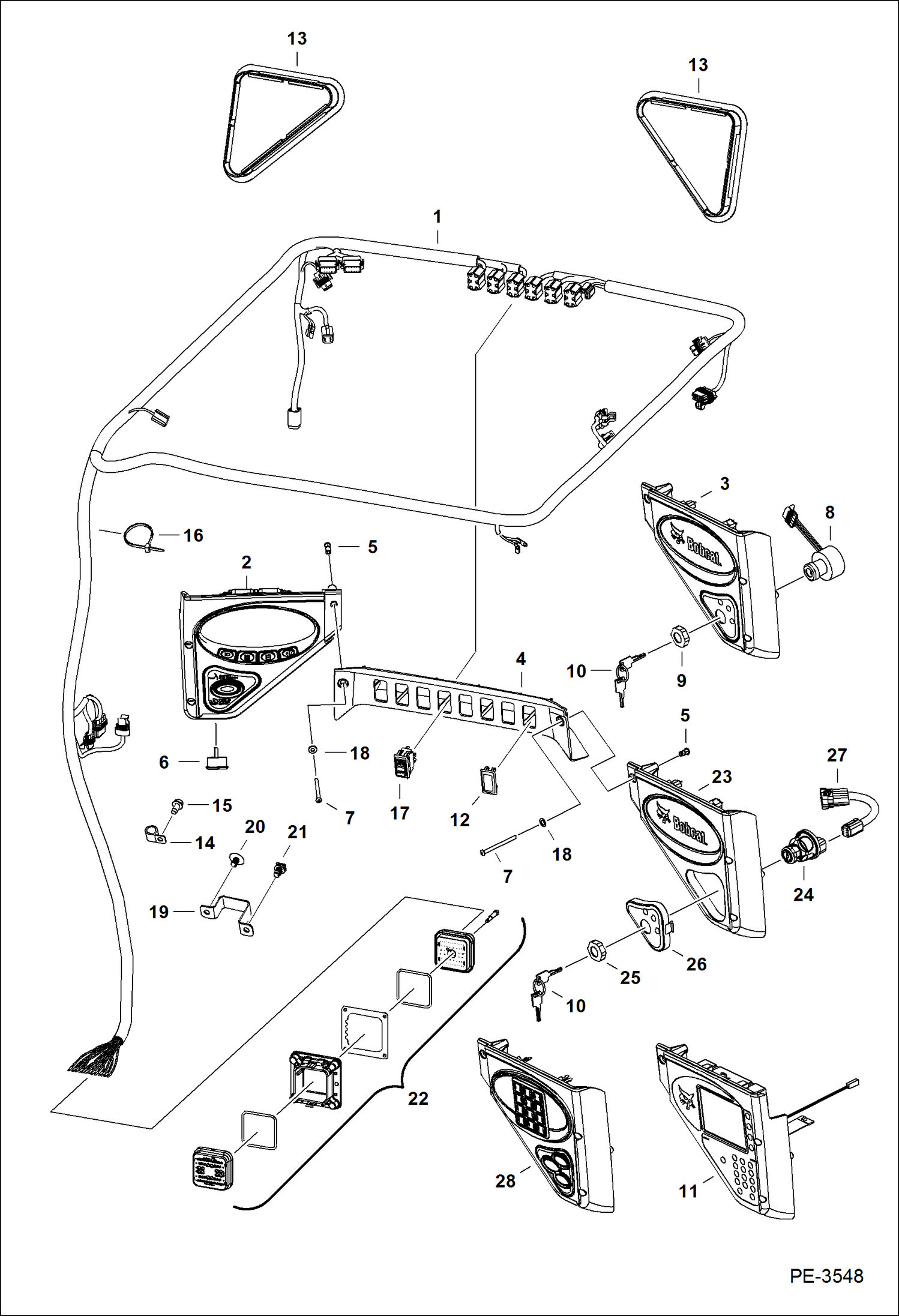 Схема запчастей Bobcat S-Series - CAB ELECTRICAL CIRCUITRY (EMEA) (S/N A1Z760001 & Above, A8KA60001 & Above) ELECTRICAL SYSTEM