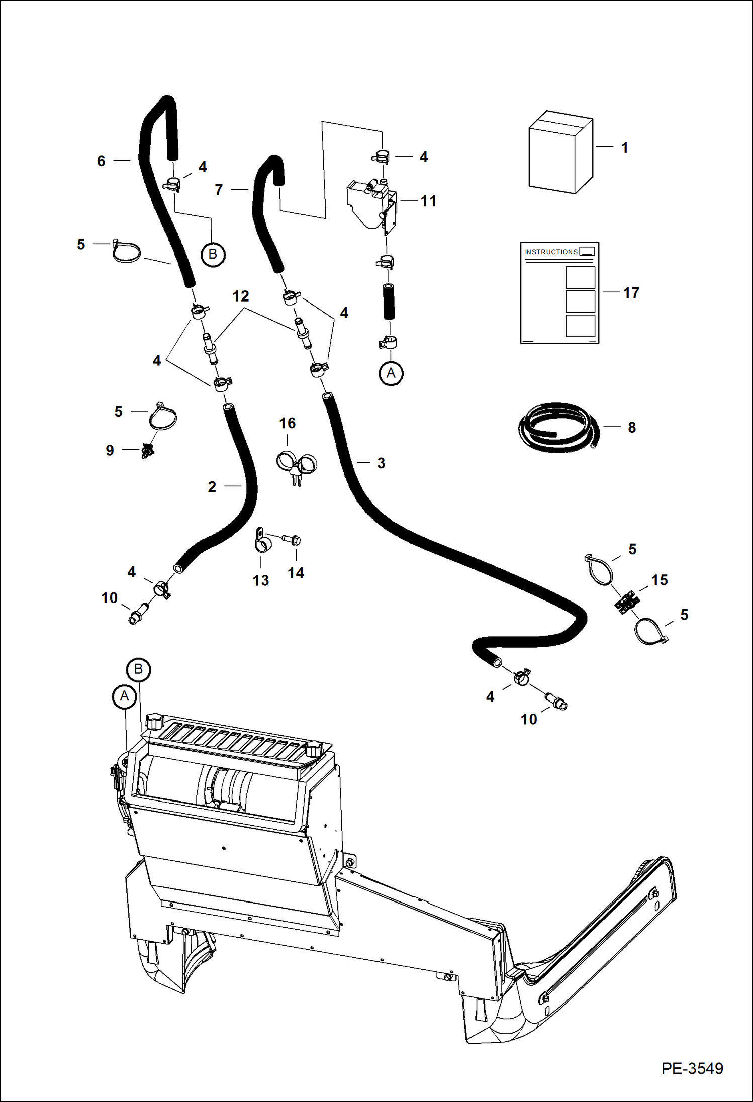 Схема запчастей Bobcat S-Series - HEATER (Heater Plumbing Kit) ACCESSORIES & OPTIONS