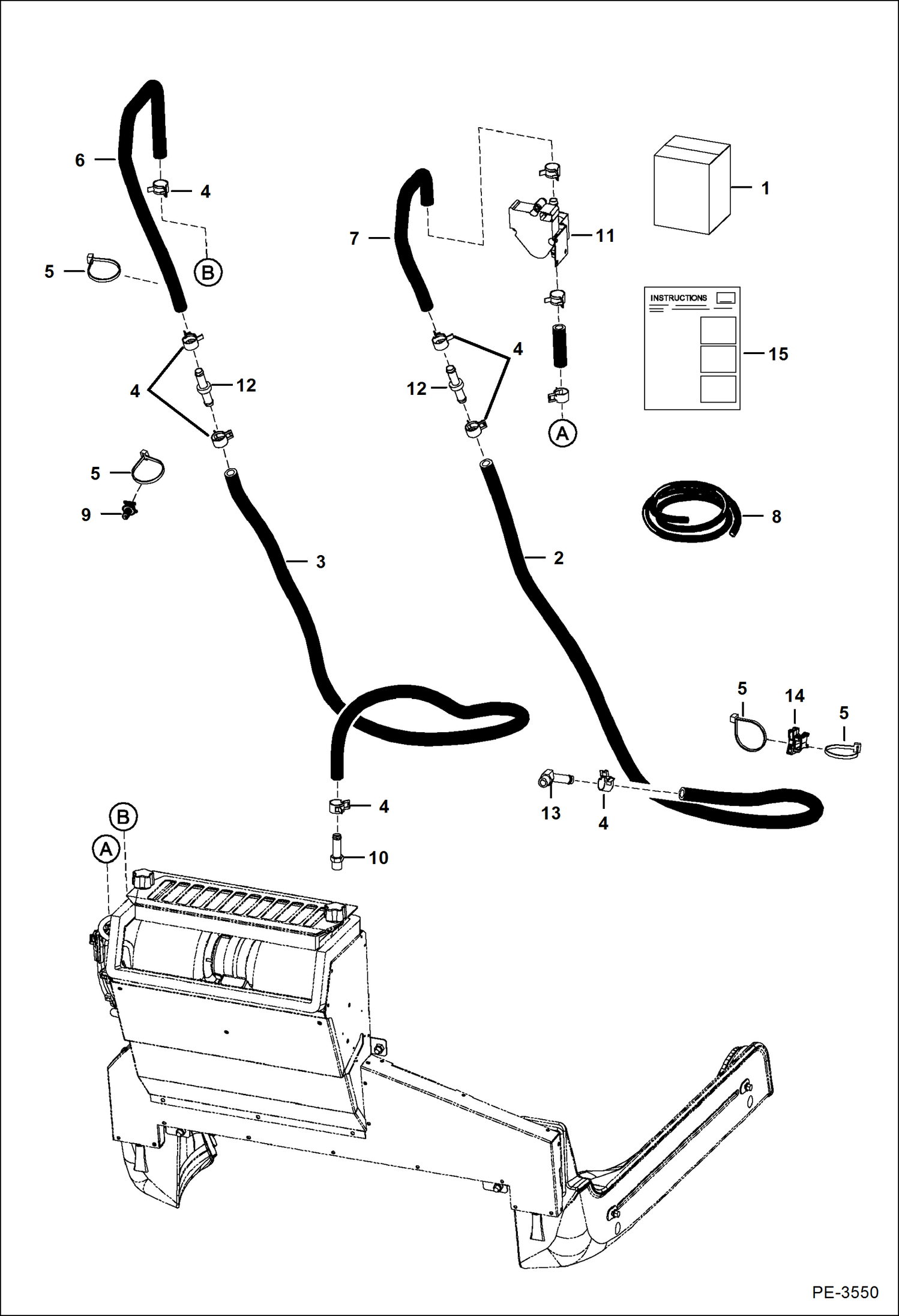 Схема запчастей Bobcat A-Series - HEATER & A/C (Heater Plumbing Kit) ACCESSORIES & OPTIONS