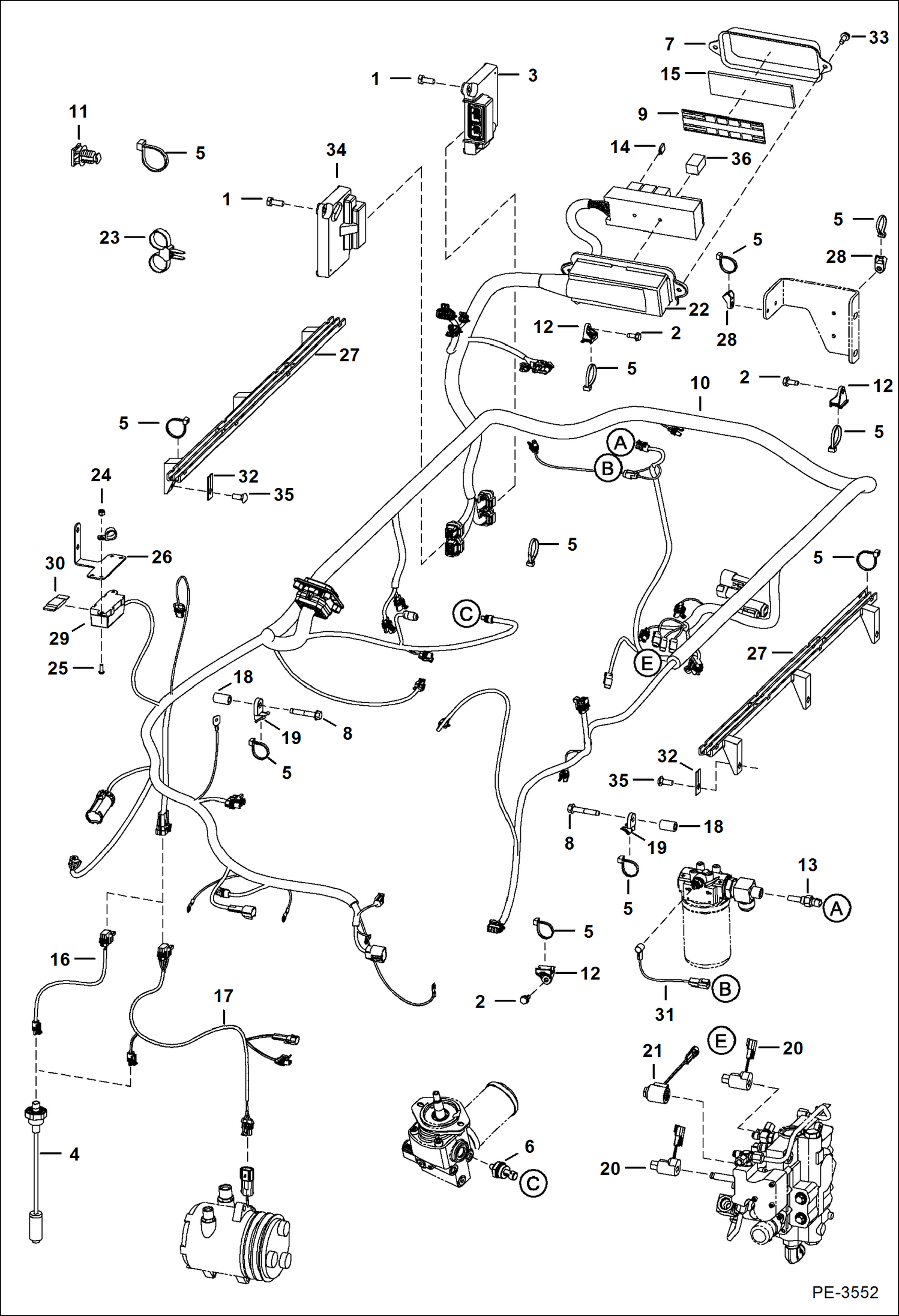 Схема запчастей Bobcat S-Series - ENGINE ELECTRICAL (W/Controller) (S/N A02060001 & Above) ELECTRICAL SYSTEM