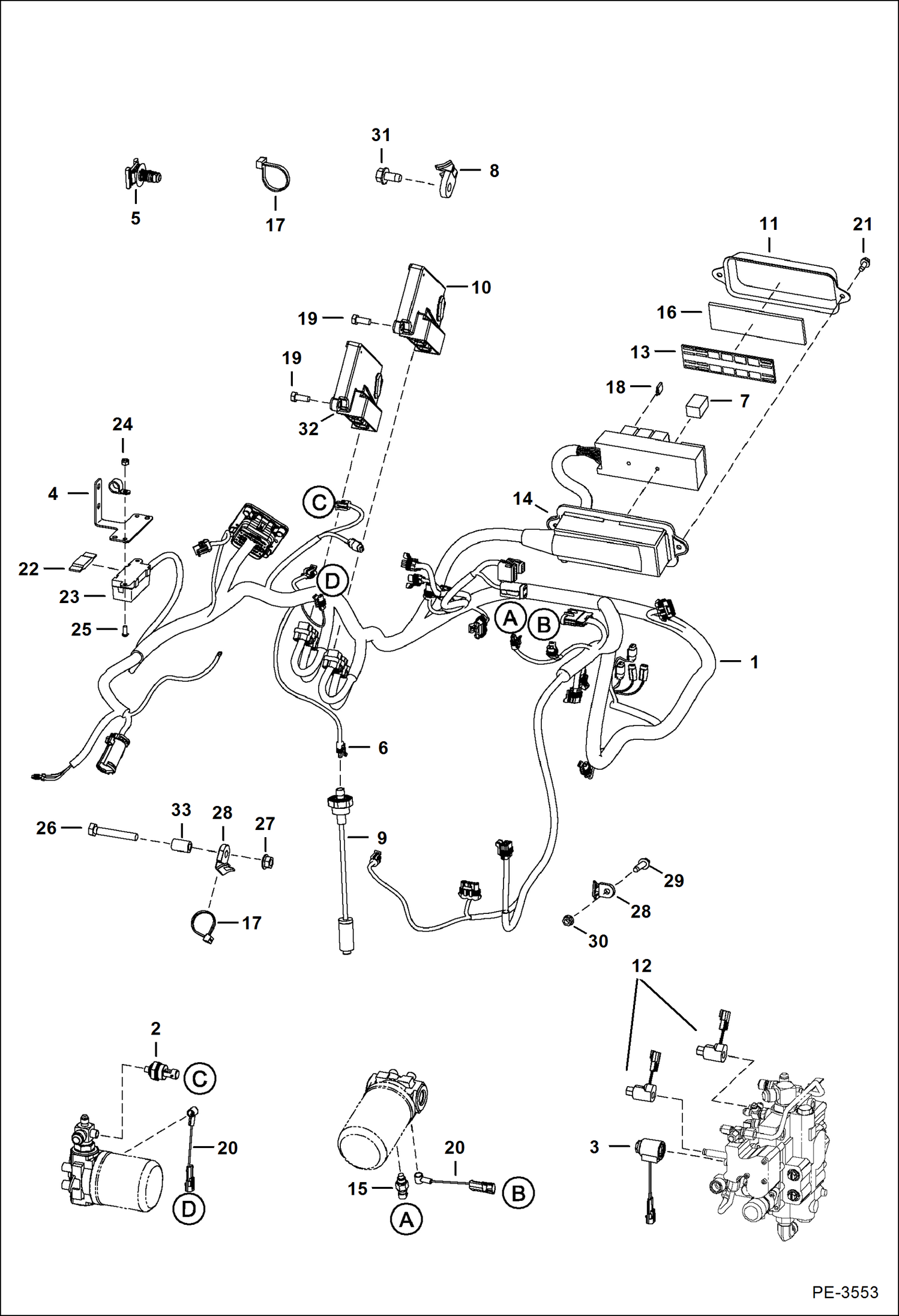 Схема запчастей Bobcat S-Series - ENGINE ELECTRICAL CIRCUITRY (EMEA) (S/N A1Z760001 & Above, A8KA60001 & Above) ELECTRICAL SYSTEM