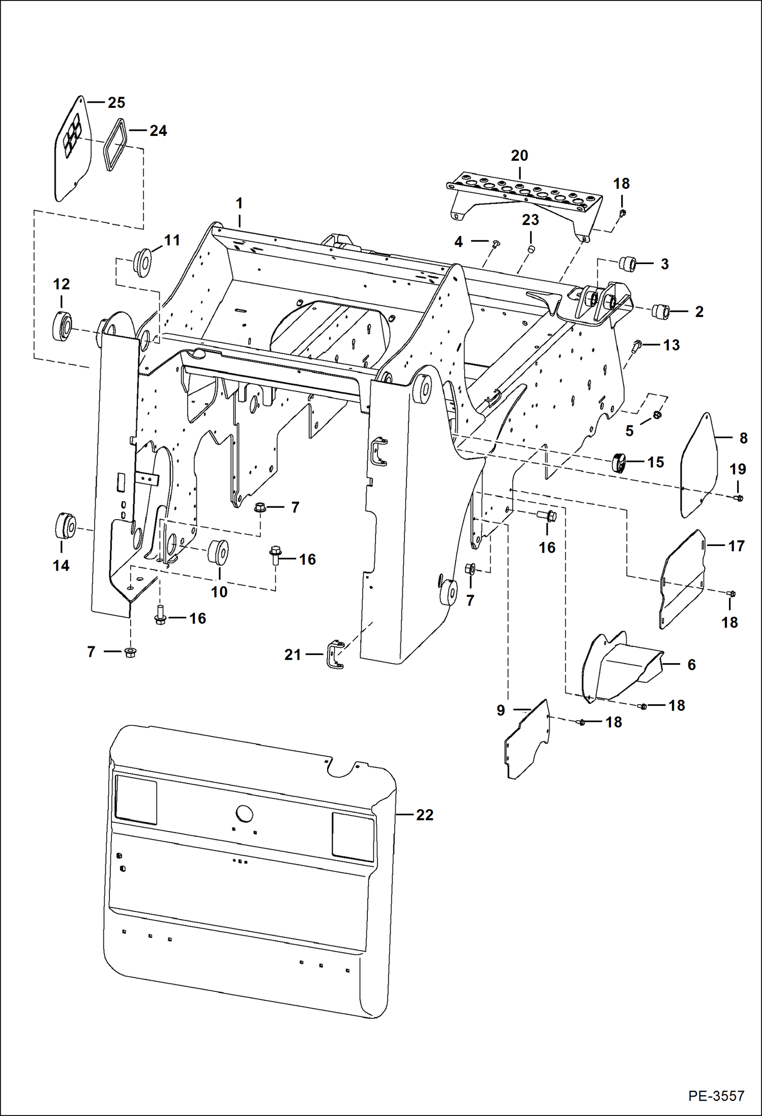 Схема запчастей Bobcat T-Series - MAIN FRAME (S/N 532040062 & Above) MAIN FRAME