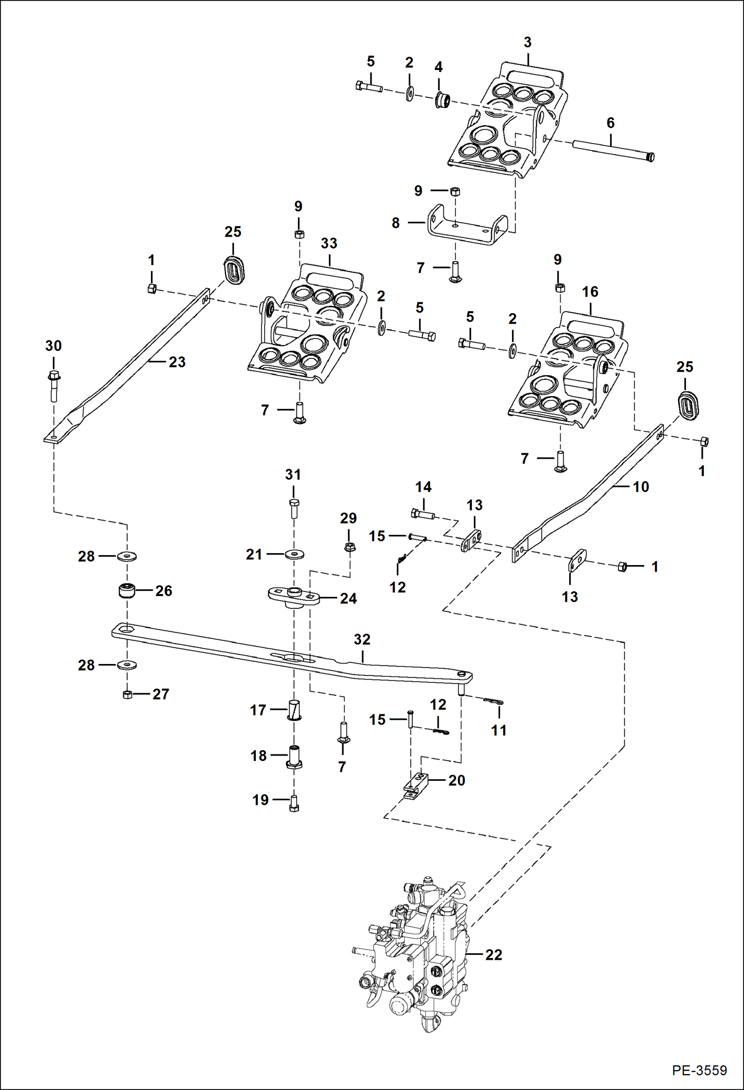 Схема запчастей Bobcat T-Series - CONTROL PEDALS HYDRAULIC SYSTEM