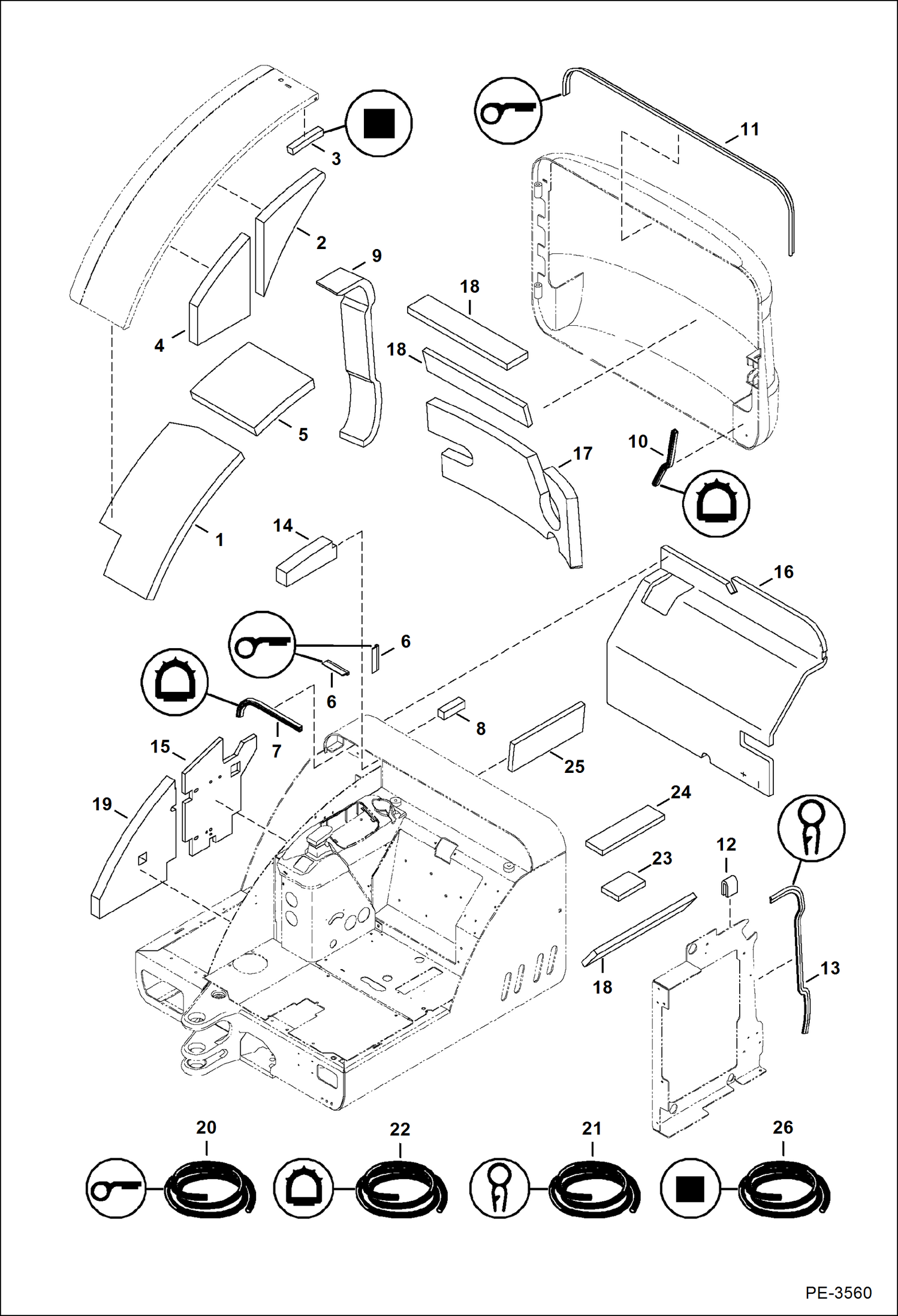 Схема запчастей Bobcat 335 - INSULATION MAIN FRAME