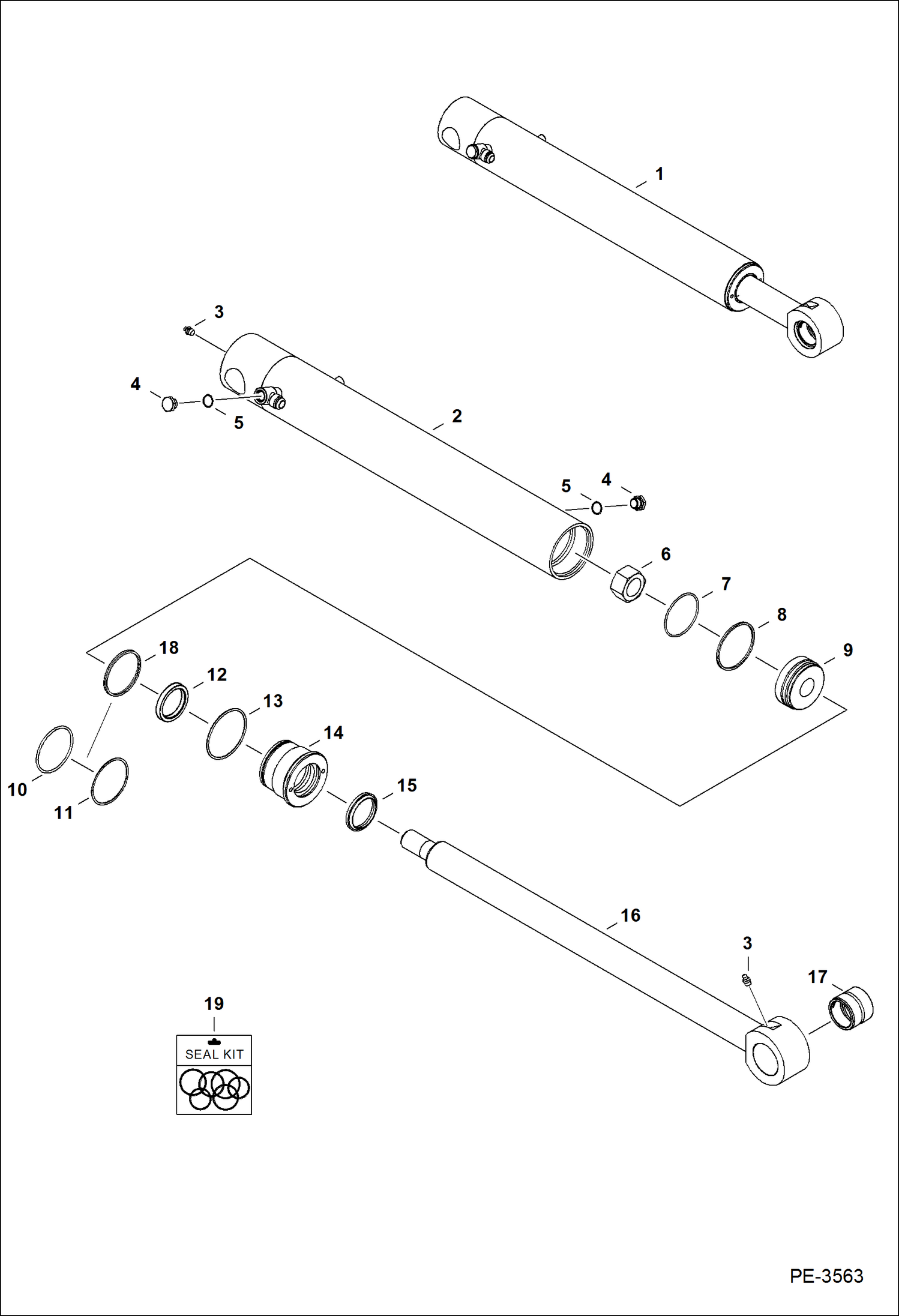 Схема запчастей Bobcat 337 - BUCKET CYLINDER HYDRAULIC SYSTEM