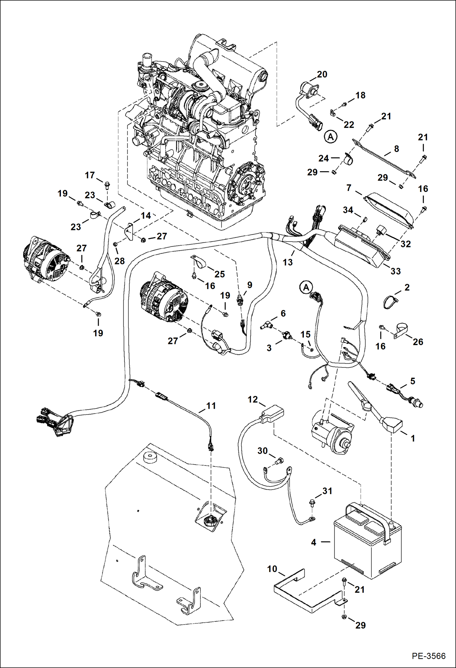 Схема запчастей Bobcat 337 - ELECTRICAL (Engine) ELECTRICAL SYSTEM