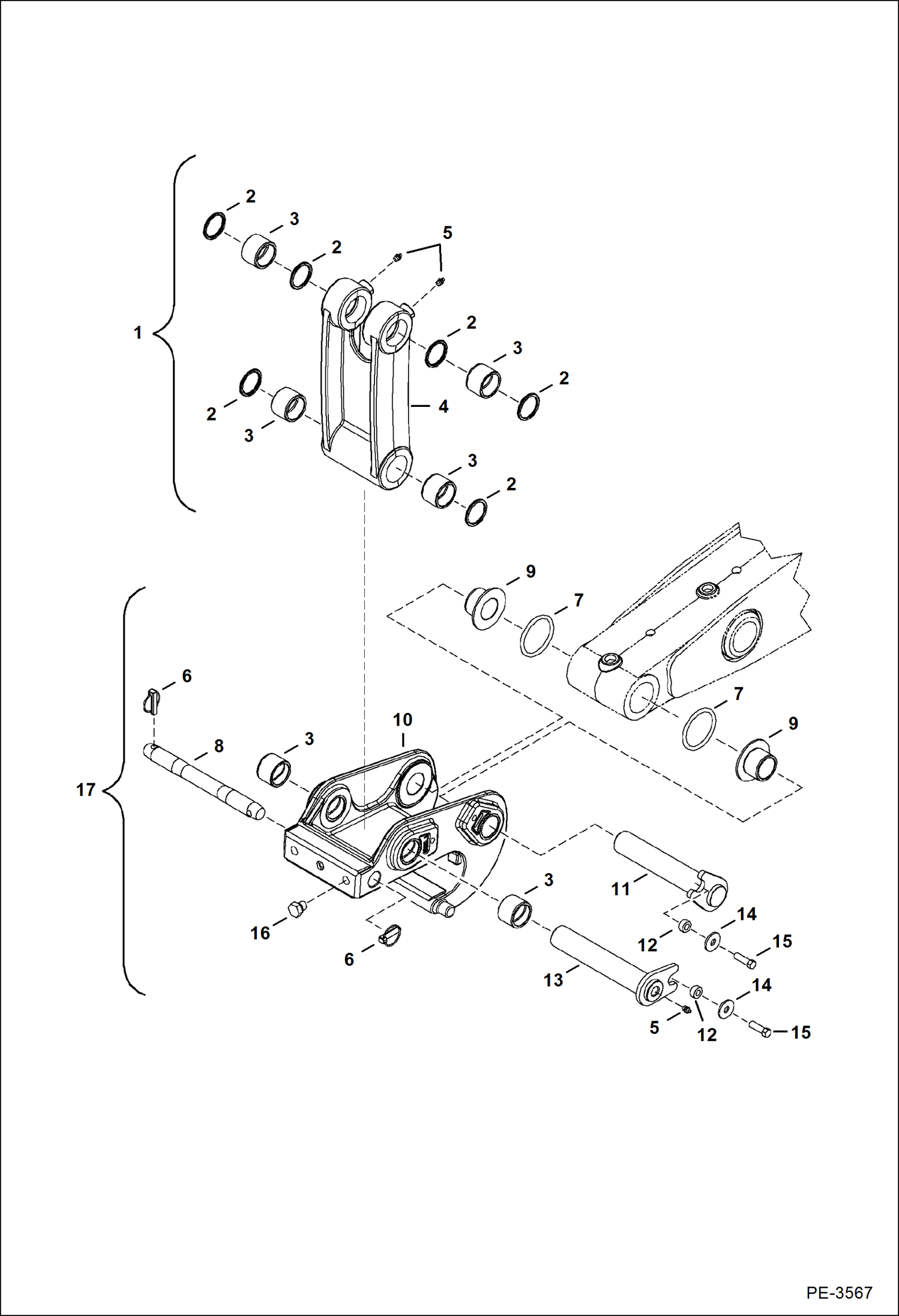 Схема запчастей Bobcat 335 - BUCKET LINK & X-CHANGE WORK EQUIPMENT