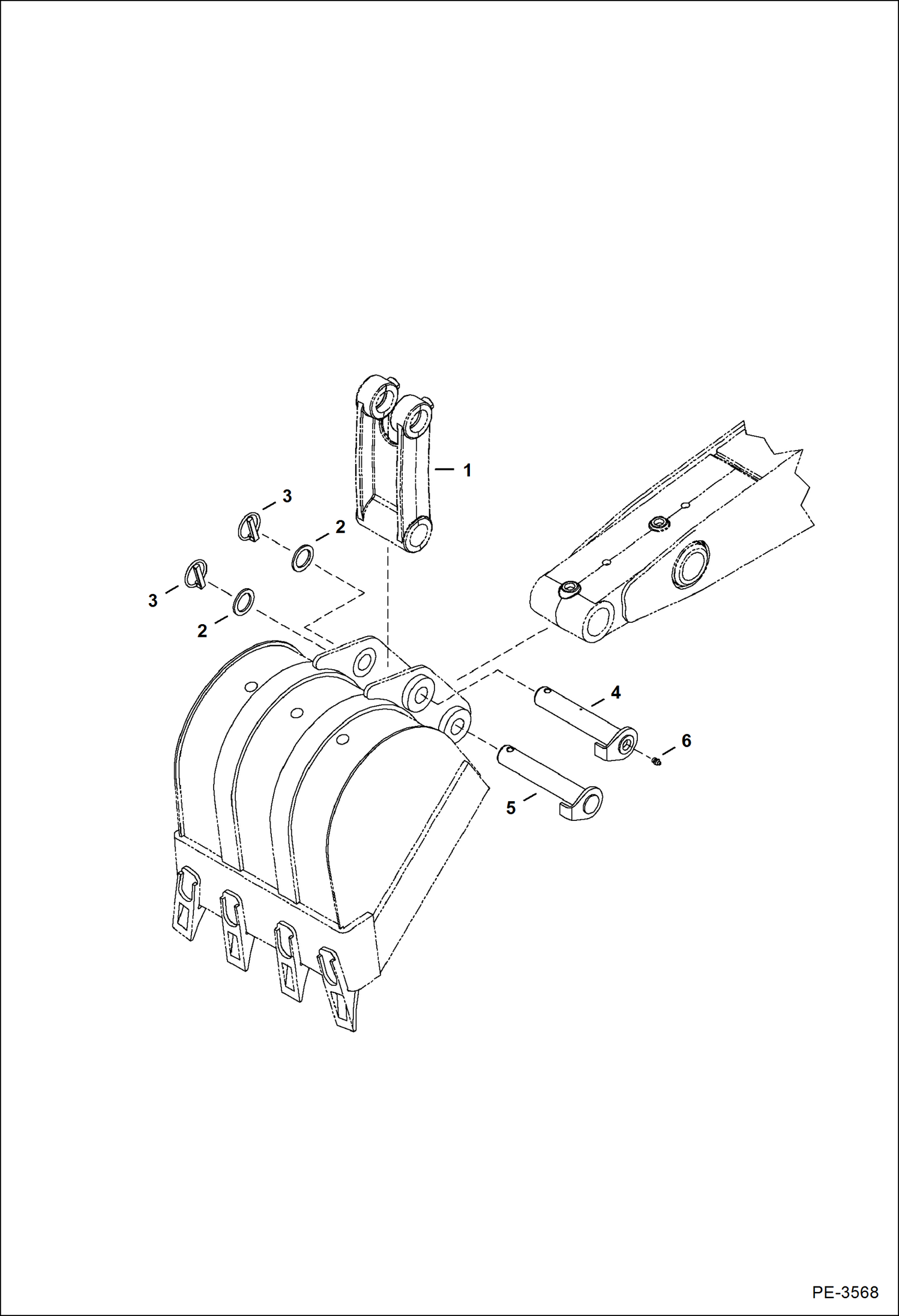 Схема запчастей Bobcat 335 - BUCKET LINK & PIN-ON BUCKET WORK EQUIPMENT