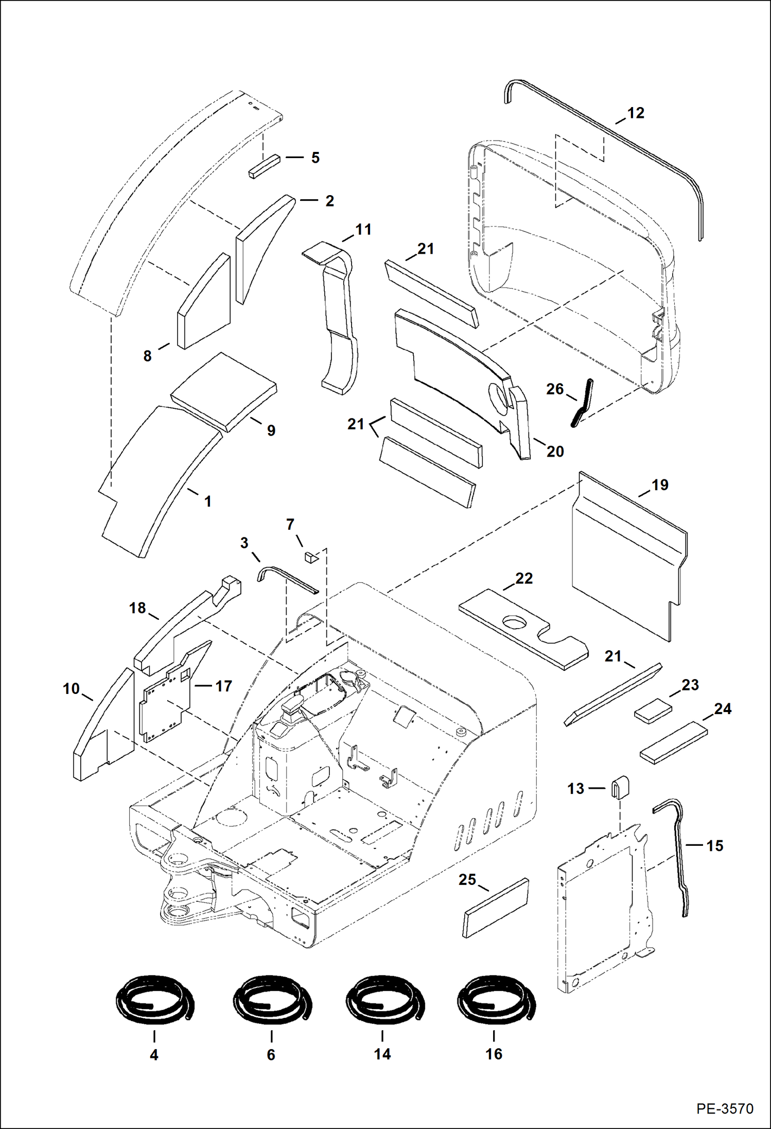 Схема запчастей Bobcat 337 - INSULATION MAIN FRAME