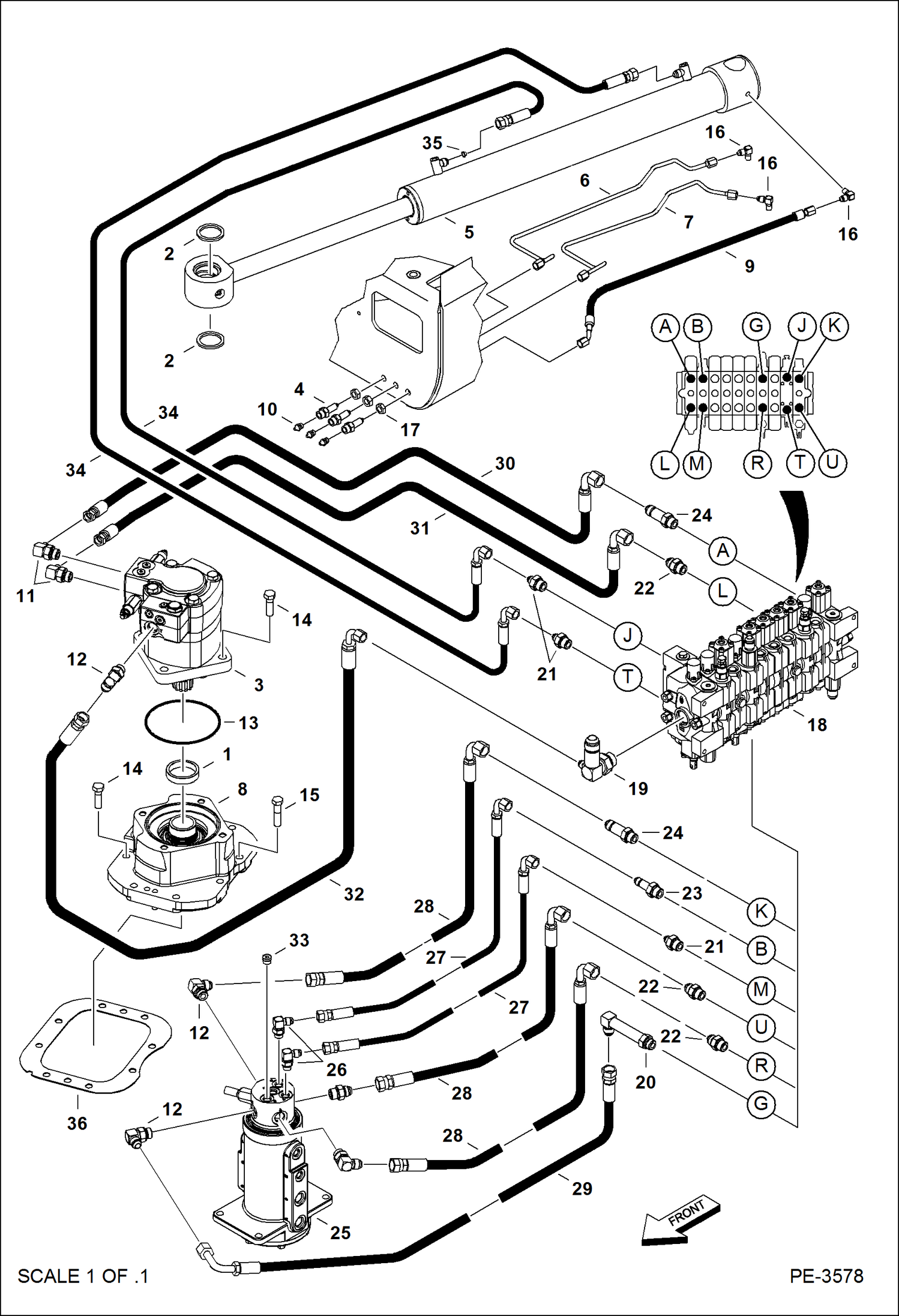 Схема запчастей Bobcat 325 - HYDRAULIC CIRCUITRY (Upper/Swing) HYDRAULIC SYSTEM